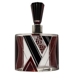 Art Deco Damen Silber & Emaille Parfümflasche von Karl Palda, um 1930