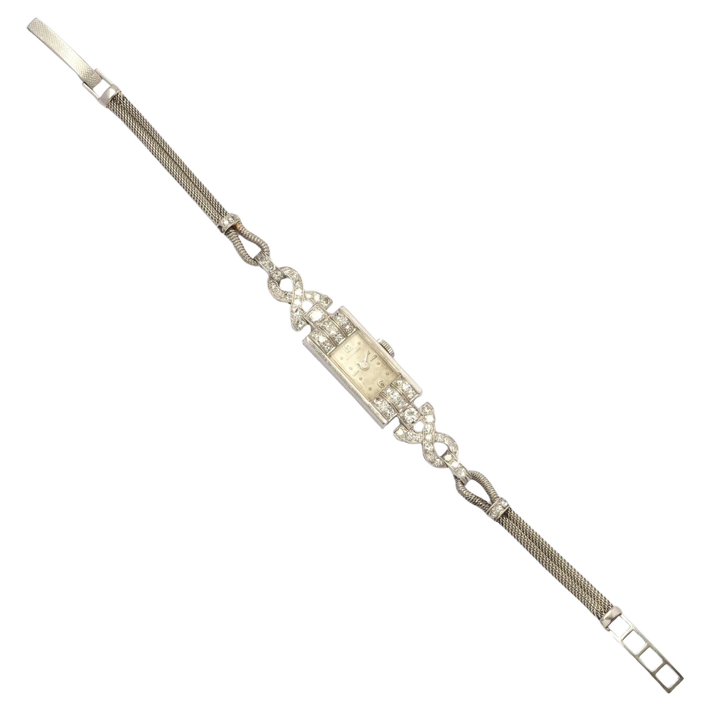 Art Déco Damenuhr aus Platin mit Diamanten - 1920er/30er Jahre im Angebot