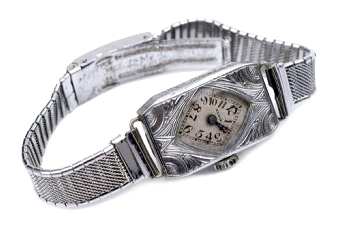 XX secolo Orologio da polso da donna Art Deco di Elgin, completamente revisionato, 1934 ca. in vendita