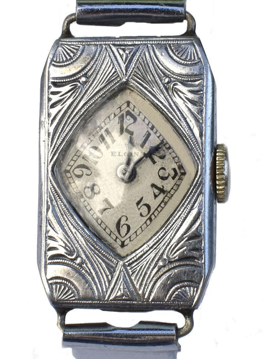 Art Deco Ladies Wrist Watch by Elgin, Serviced, c1930's In Good Condition In Westward ho, GB