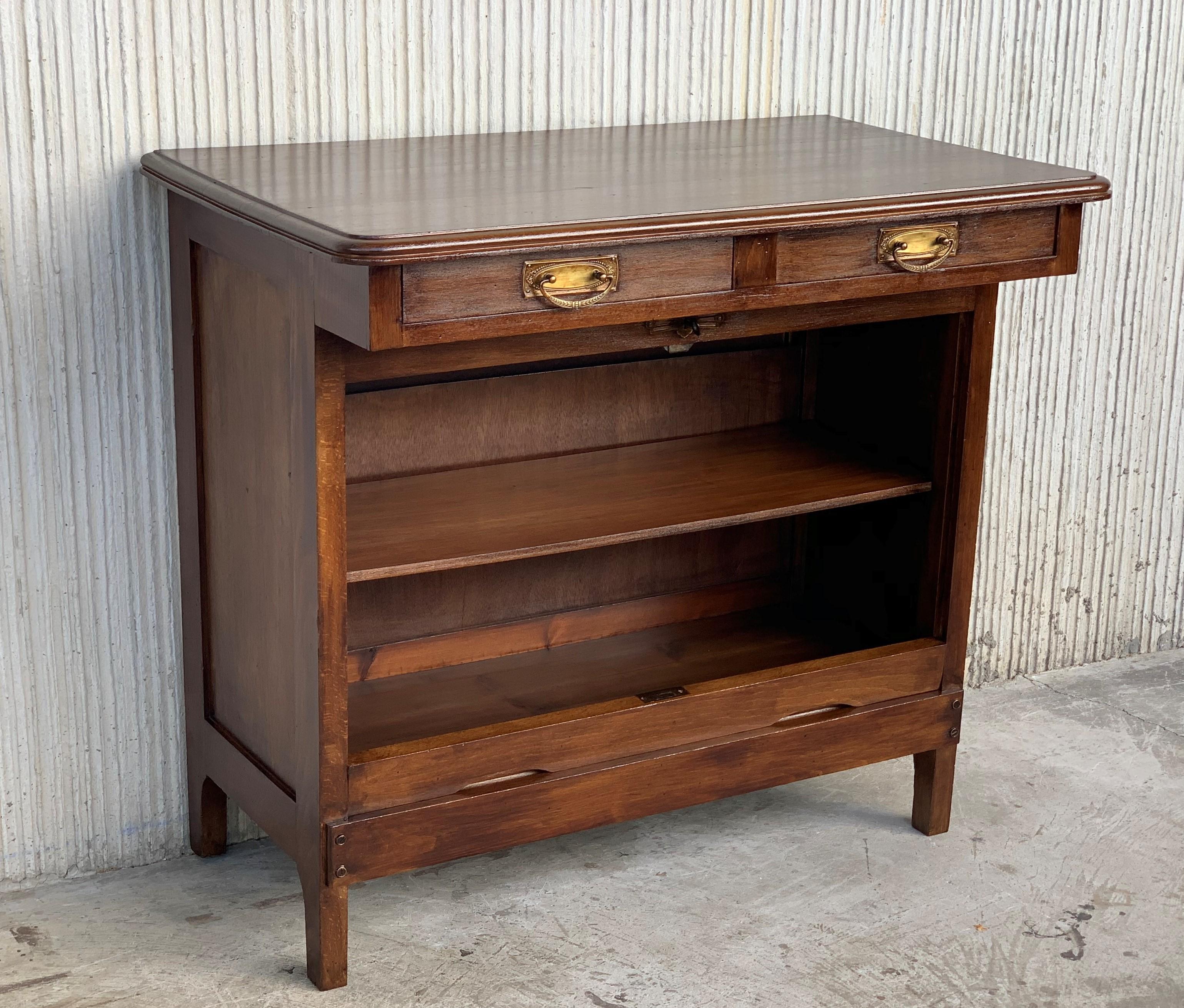 Art Deco Lady Desk with Hidden Roll, Low Compartment and Two Drawers In Good Condition In Miami, FL