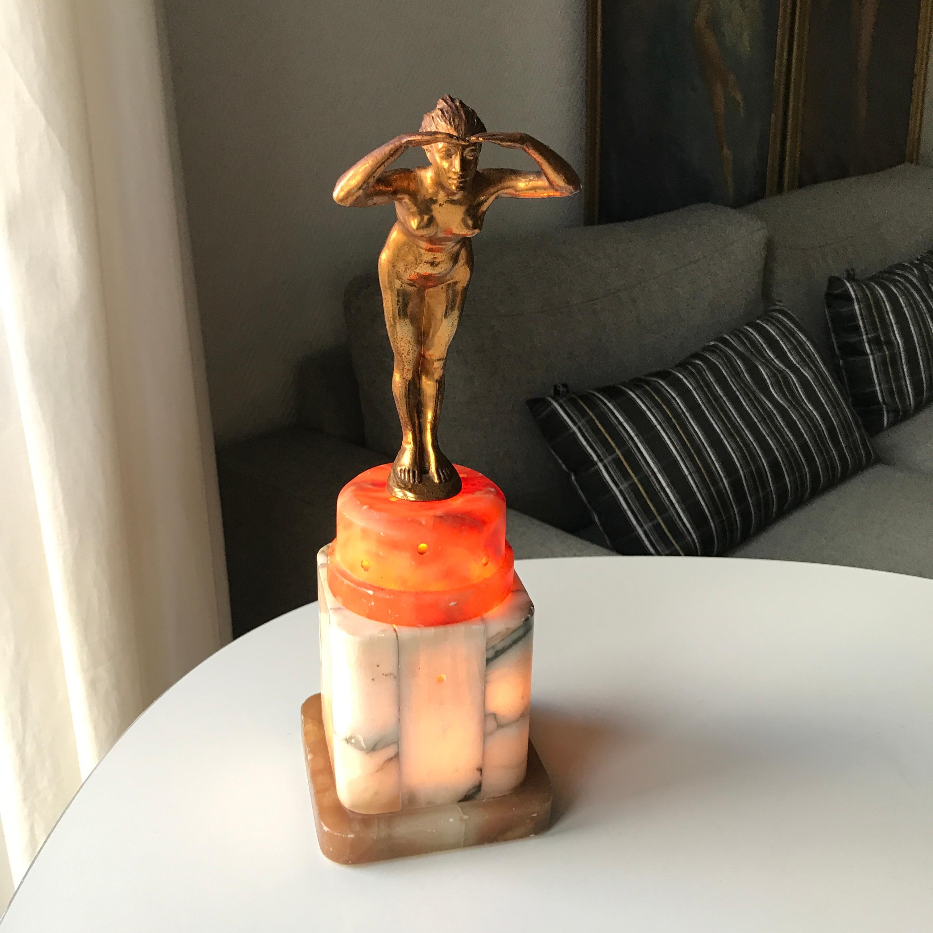 Art Deco Lady Figurine Table Lamp For Sale 9