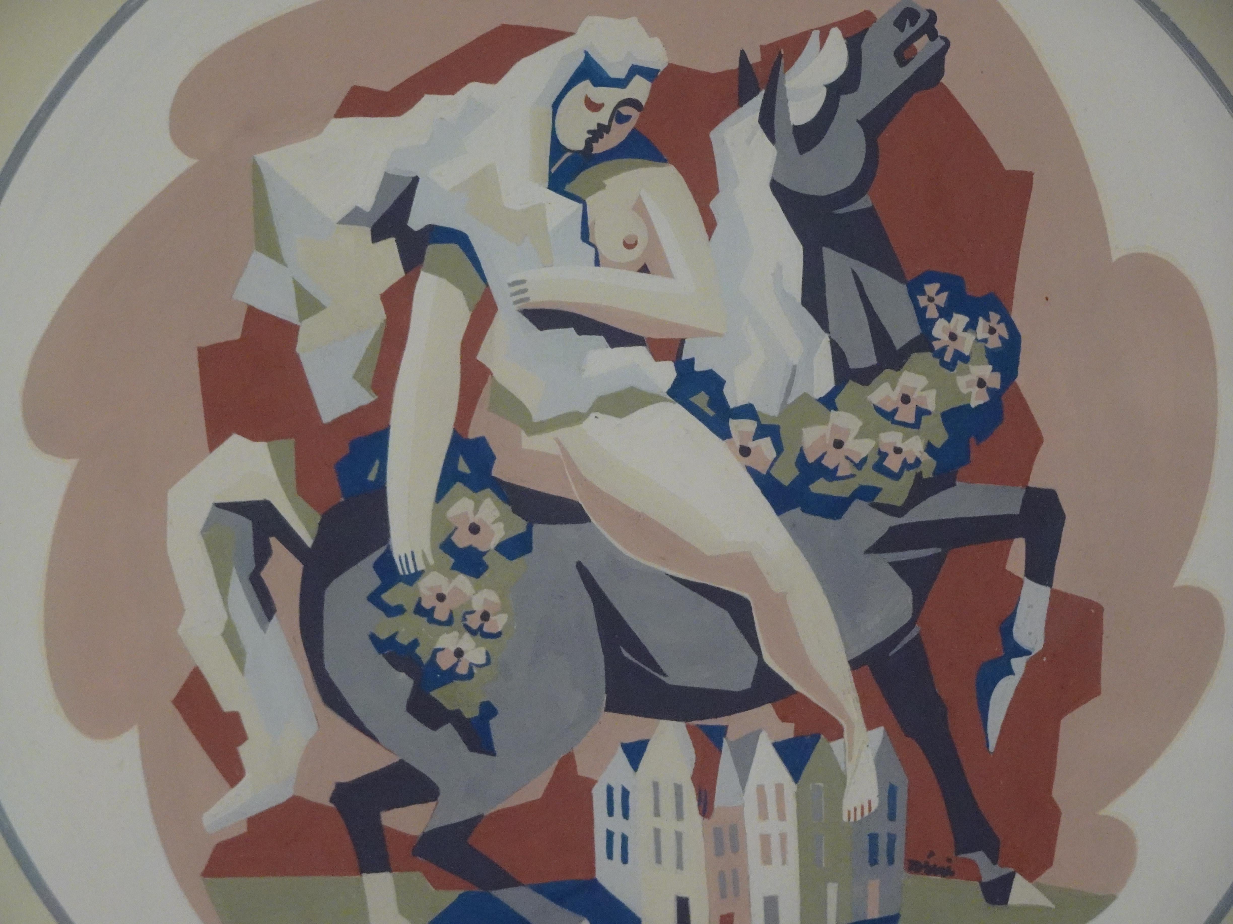 Américain Peinture Art Déco Lady Godiva de Robert L. Raney en vente