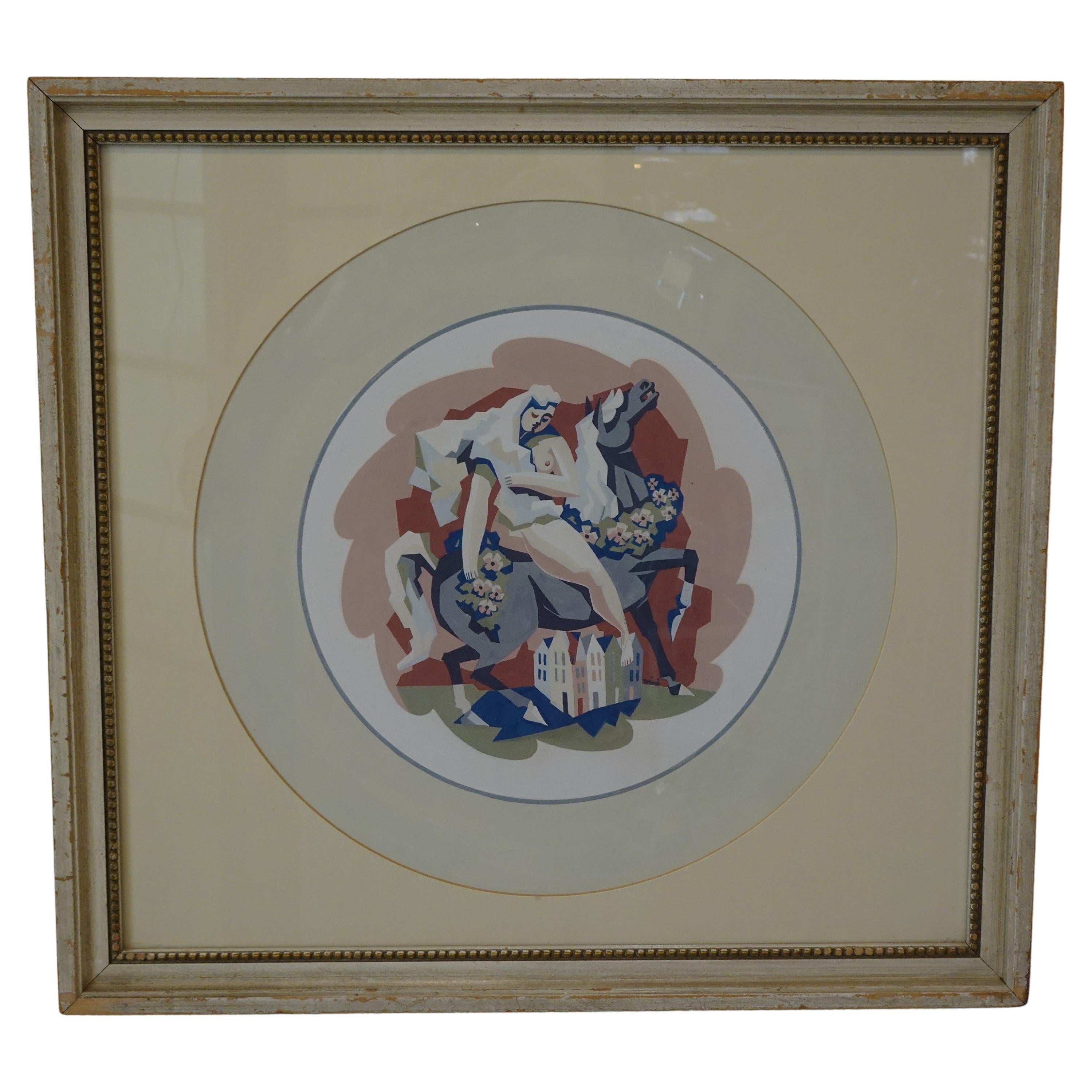 Art Deco Lady Godiva Painting by Robert L. Raney For Sale