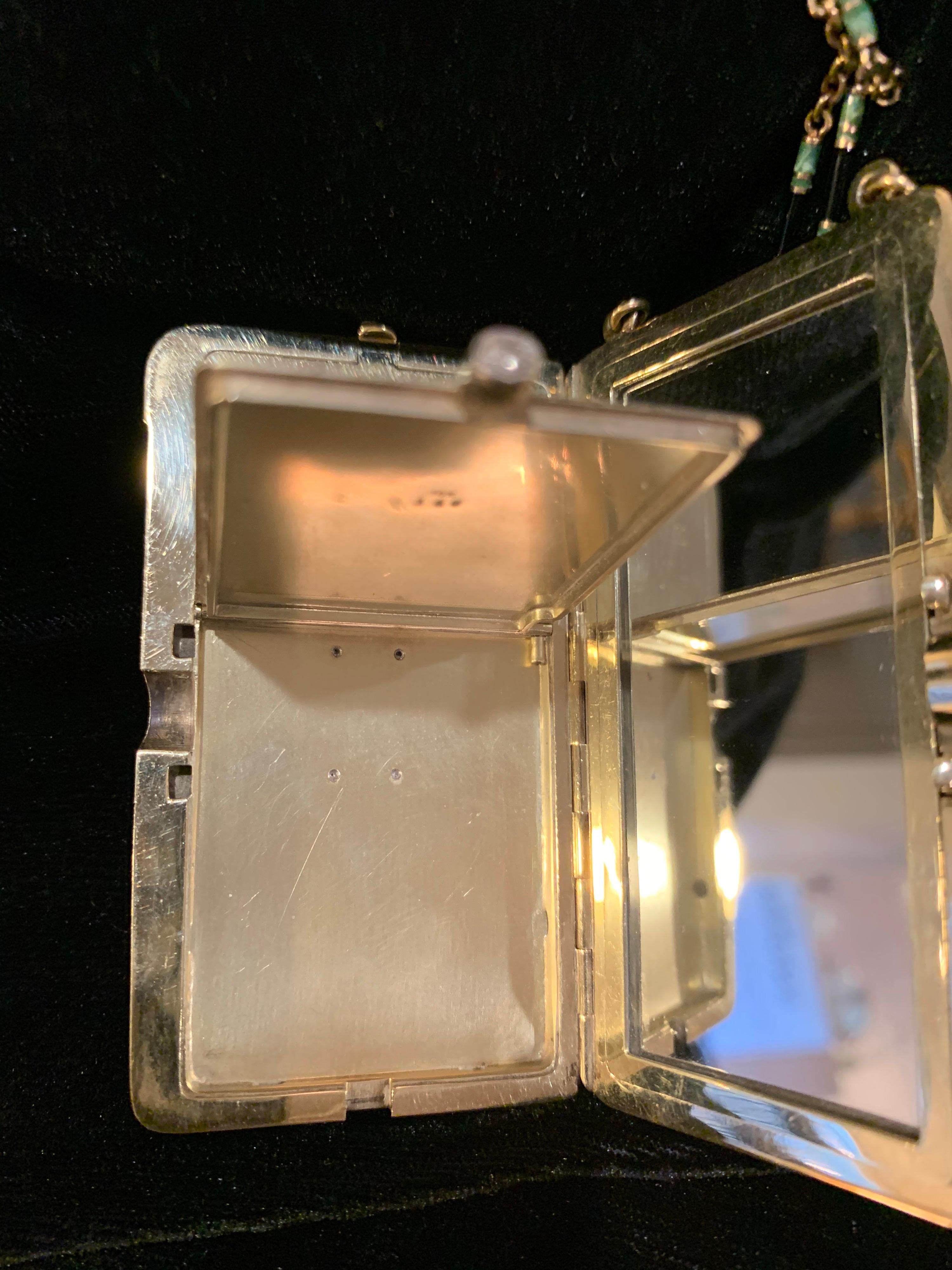 Nécessaire pour femmes Art Déco en or 14 carats et émail avec diamants Bon état à Lambertville, NJ