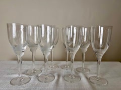 Art Deco Lalique Champagne glasses or flutes with angel Model 13645, Set of 8
