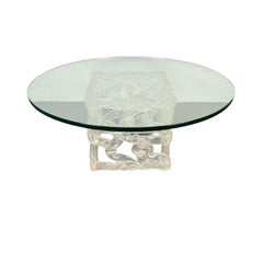 Art Deco Lalique Style Glass Top Coffee or End Table, Contemporary