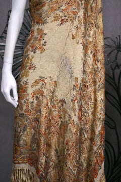 Art Deco Lame Broche Fringed Shawl