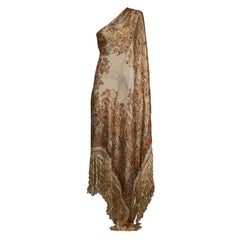Art Deco Lame Broche Fringed Shawl