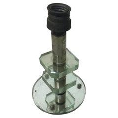 Lampada Art Deco, 1920, attribuita a Jacques Adnet, Francia, cristallo e specchio