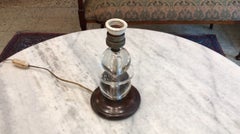 Art Deco Lamp, 1920, Attributed to Adnet Jacques , France , crystal and wood