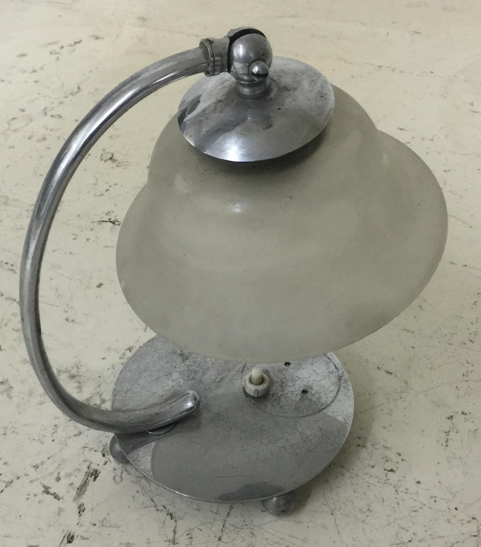 Art Deco Lamp, 1920, in Chrome and Glass, France For Sale 1