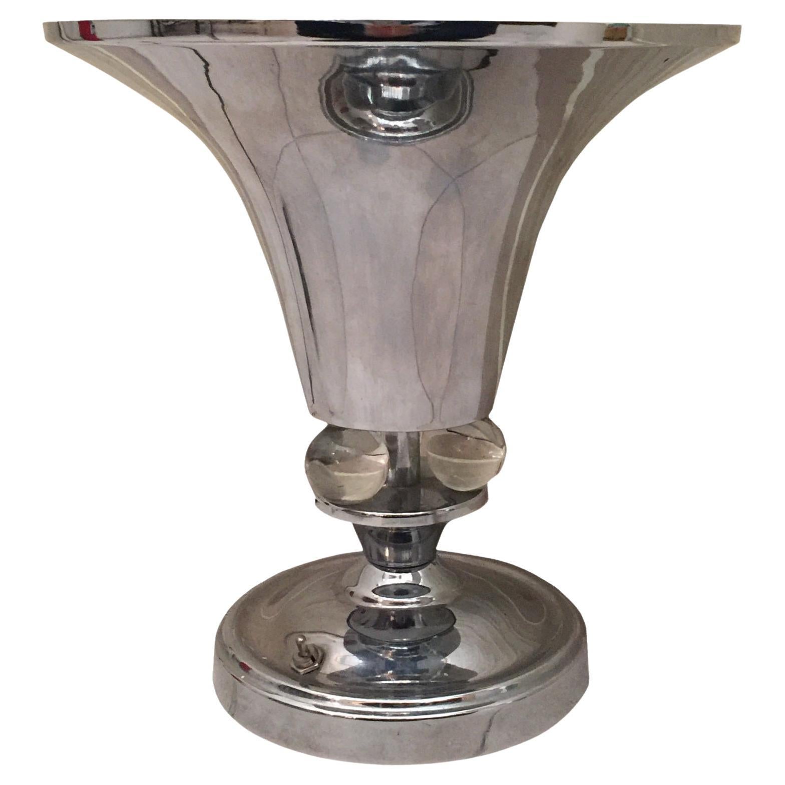 Art Deco Lamp, 1920, in Chrome and Glass, France For Sale