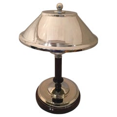Antique Art Deco Lamp, 1920, in Chrome and Wood, France