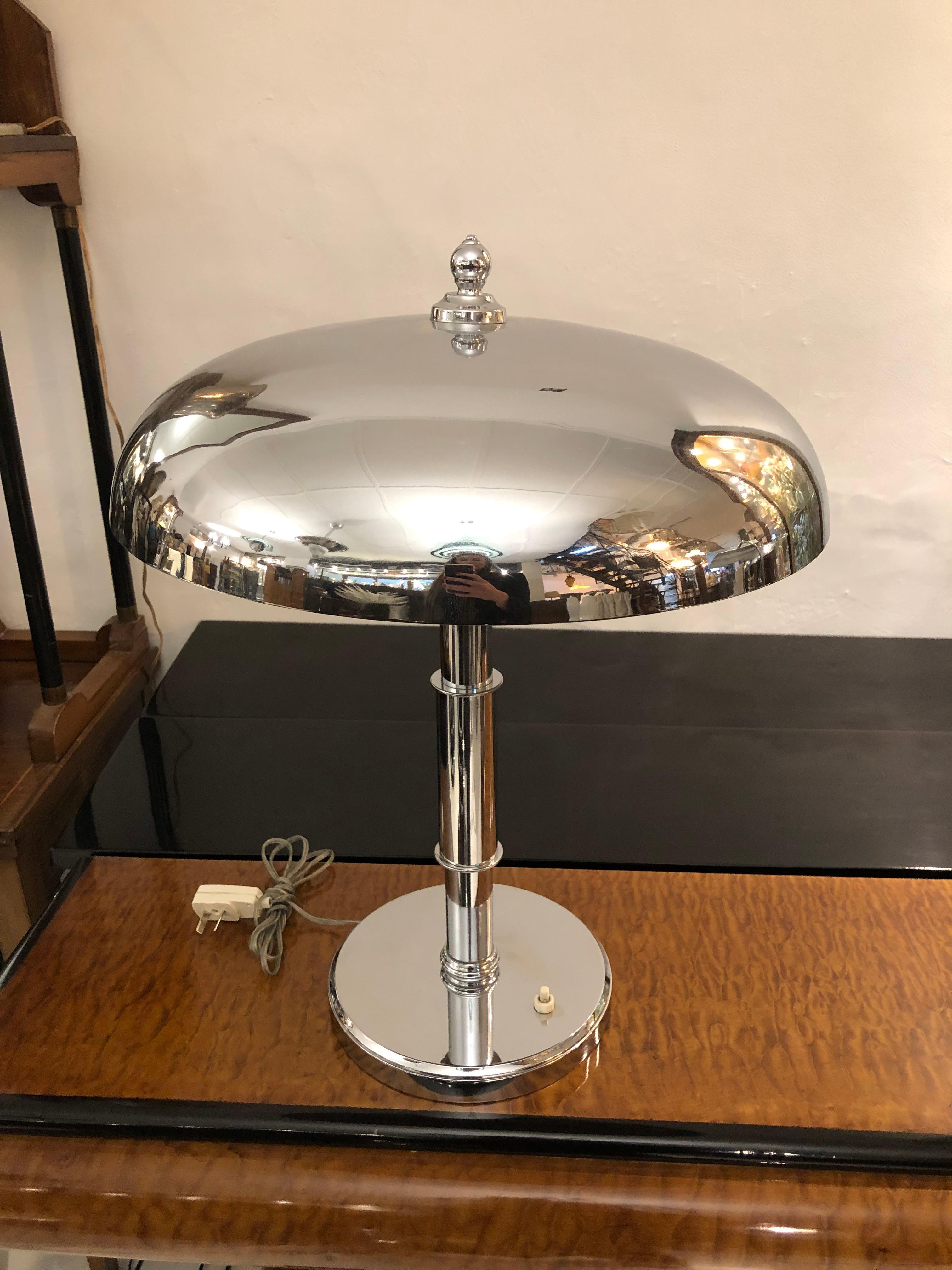 Art Deco Lamp, 1920, in Chrome, France For Sale 7