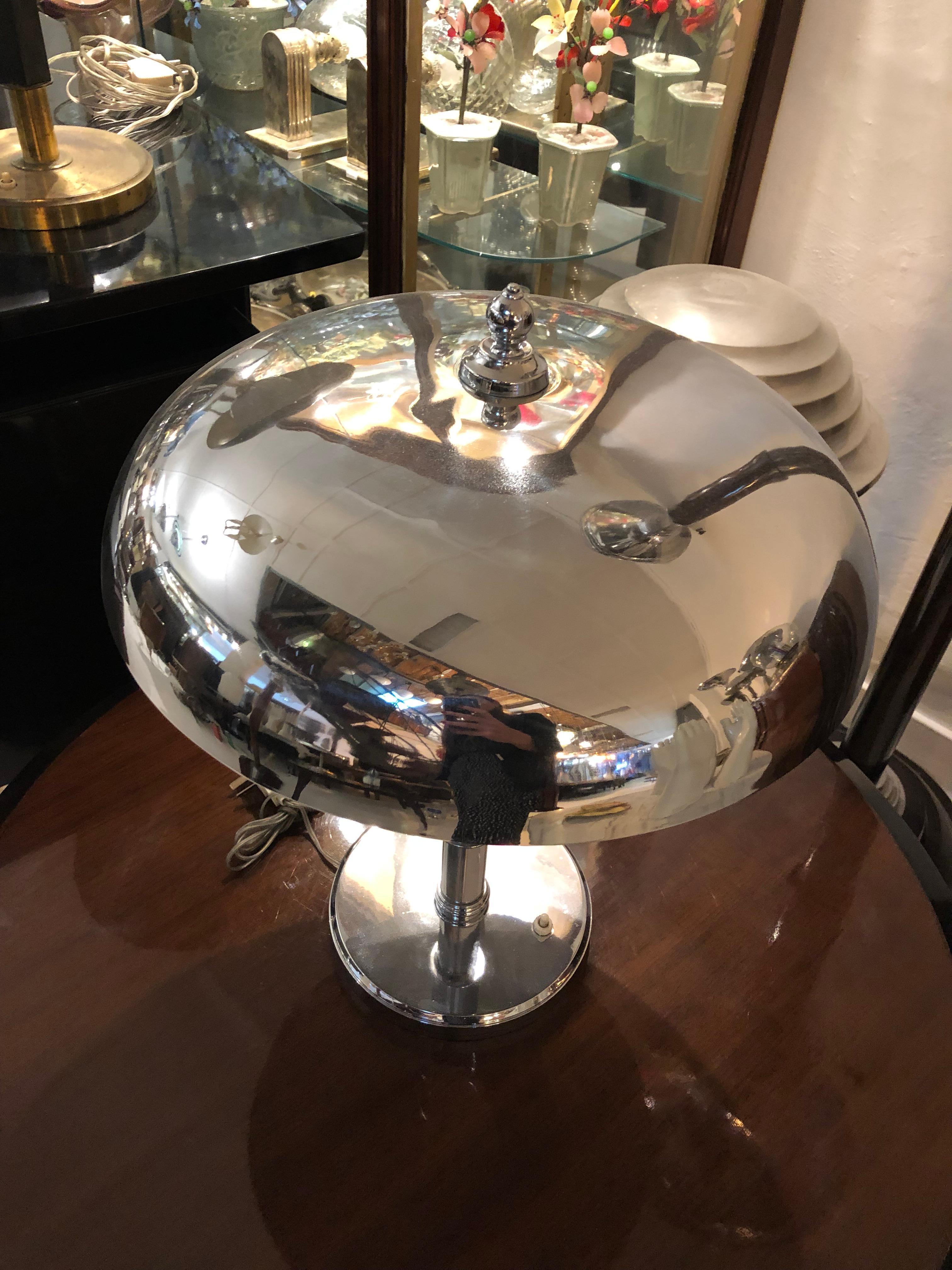 French Art Deco Lamp, 1920, in Chrome, France For Sale