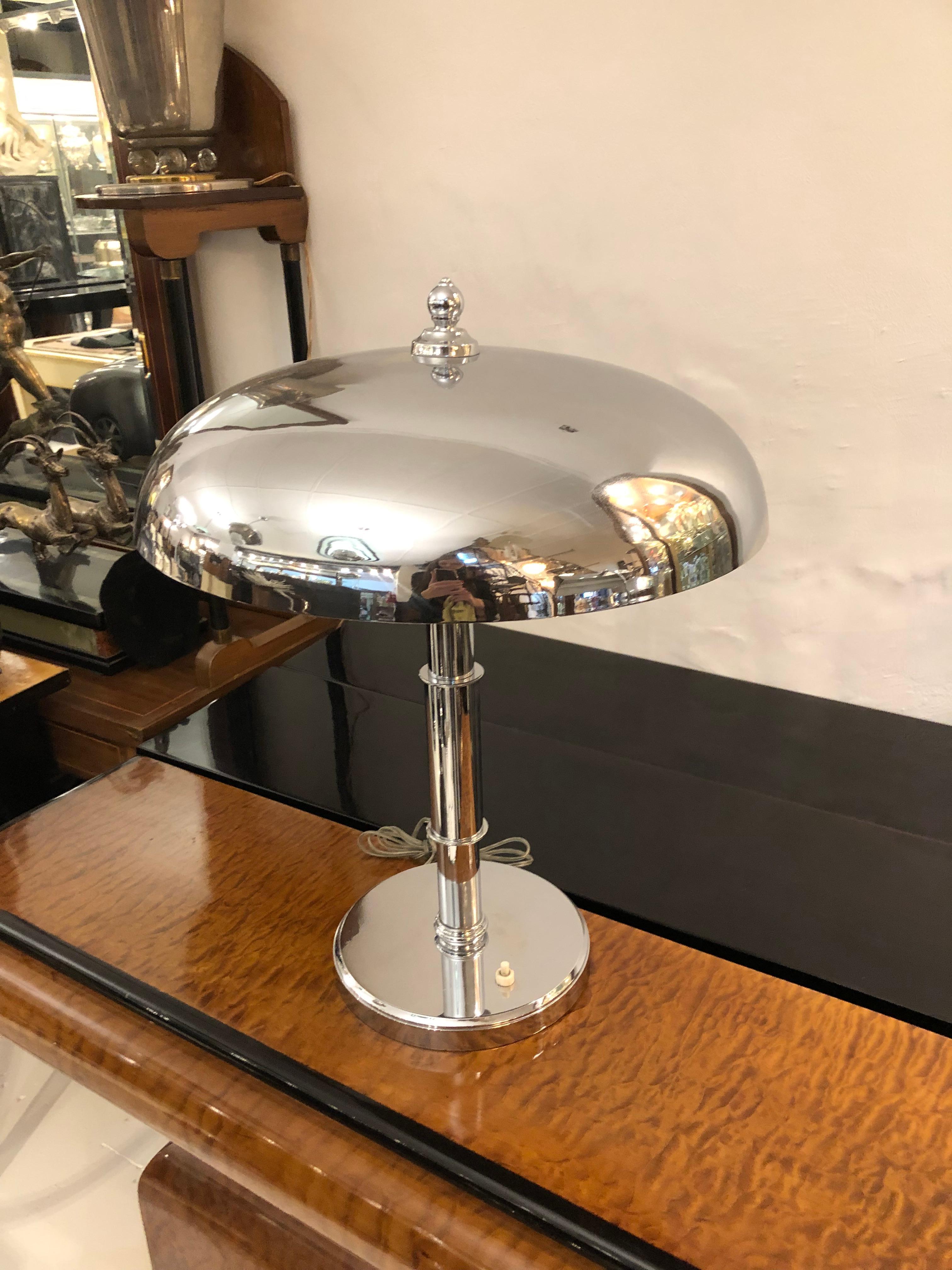 Art Deco Lamp, 1920, in Chrome, France For Sale 1