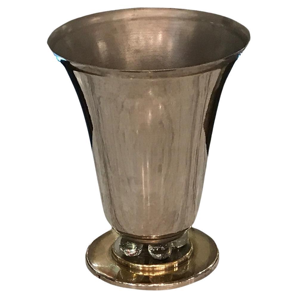 Art Deco Lamp, 1920, in chromed bronze and glass, France For Sale