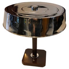 Antique Art Deco Lamp, 1920, in Chromed Bronze and Wood, France