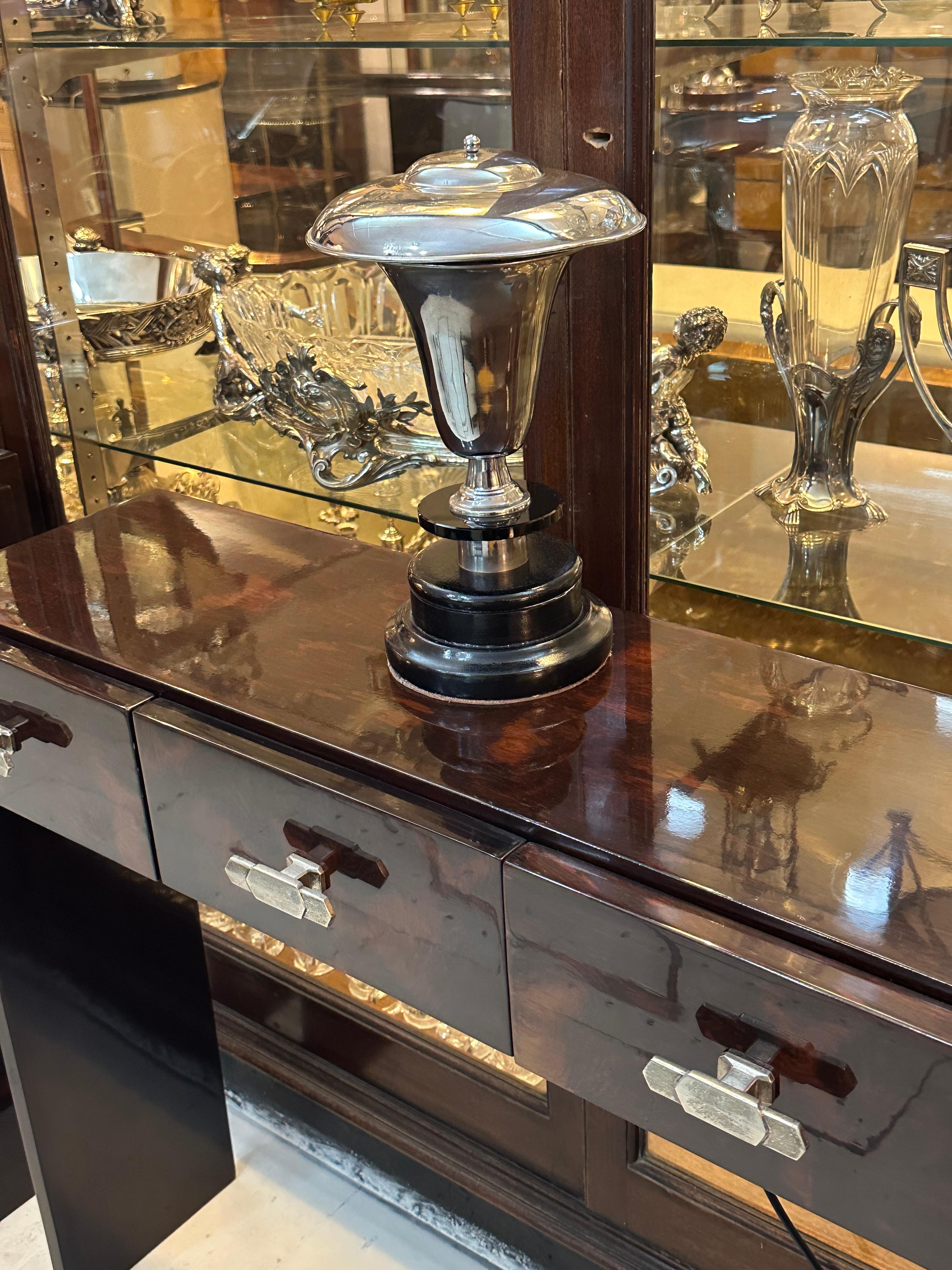 Lámpara Art Déco, 1920, en madera y cromo, Francia en venta 3