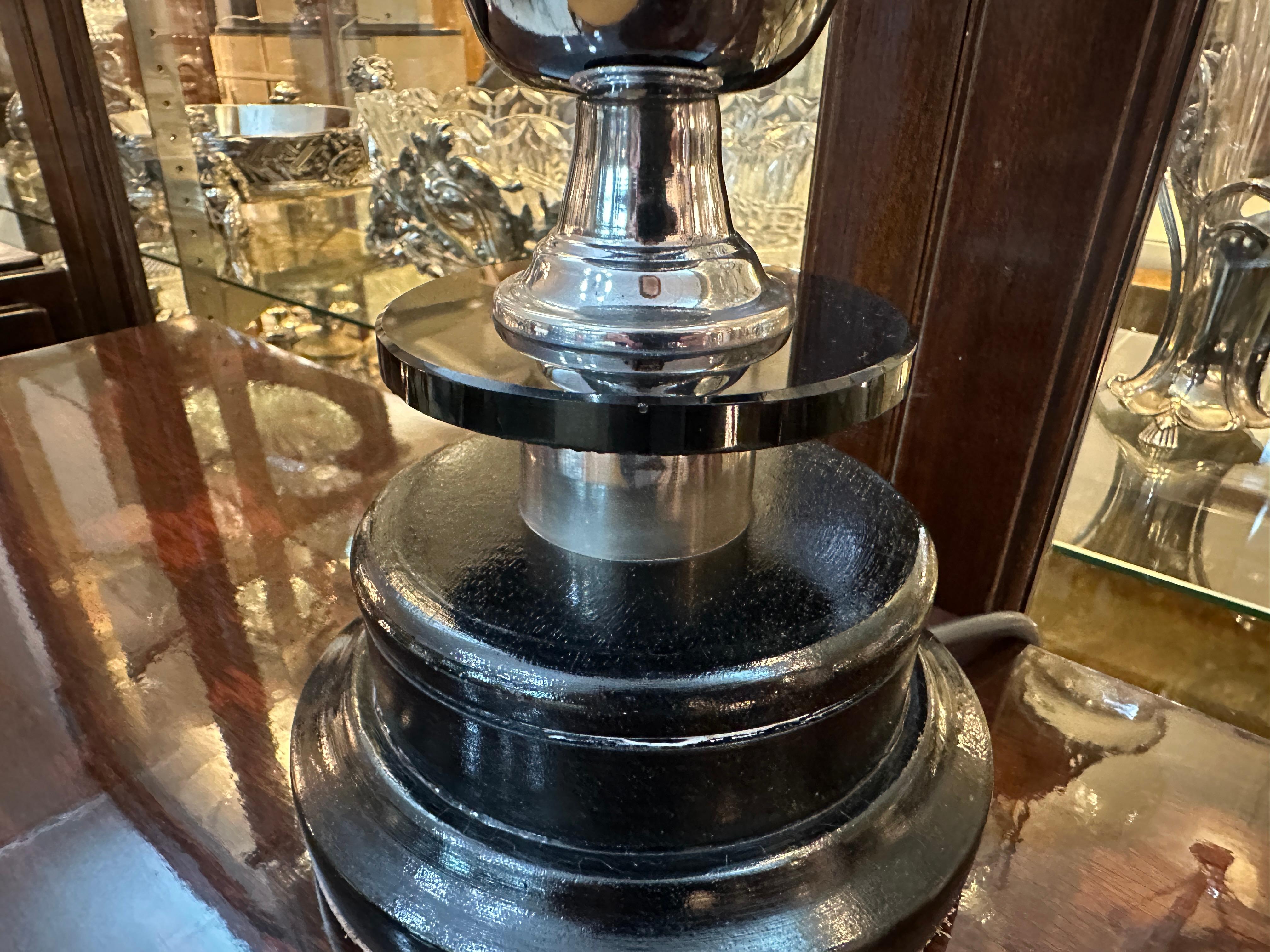 Lámpara Art Déco, 1920, en madera y cromo, Francia principios del siglo XX en venta