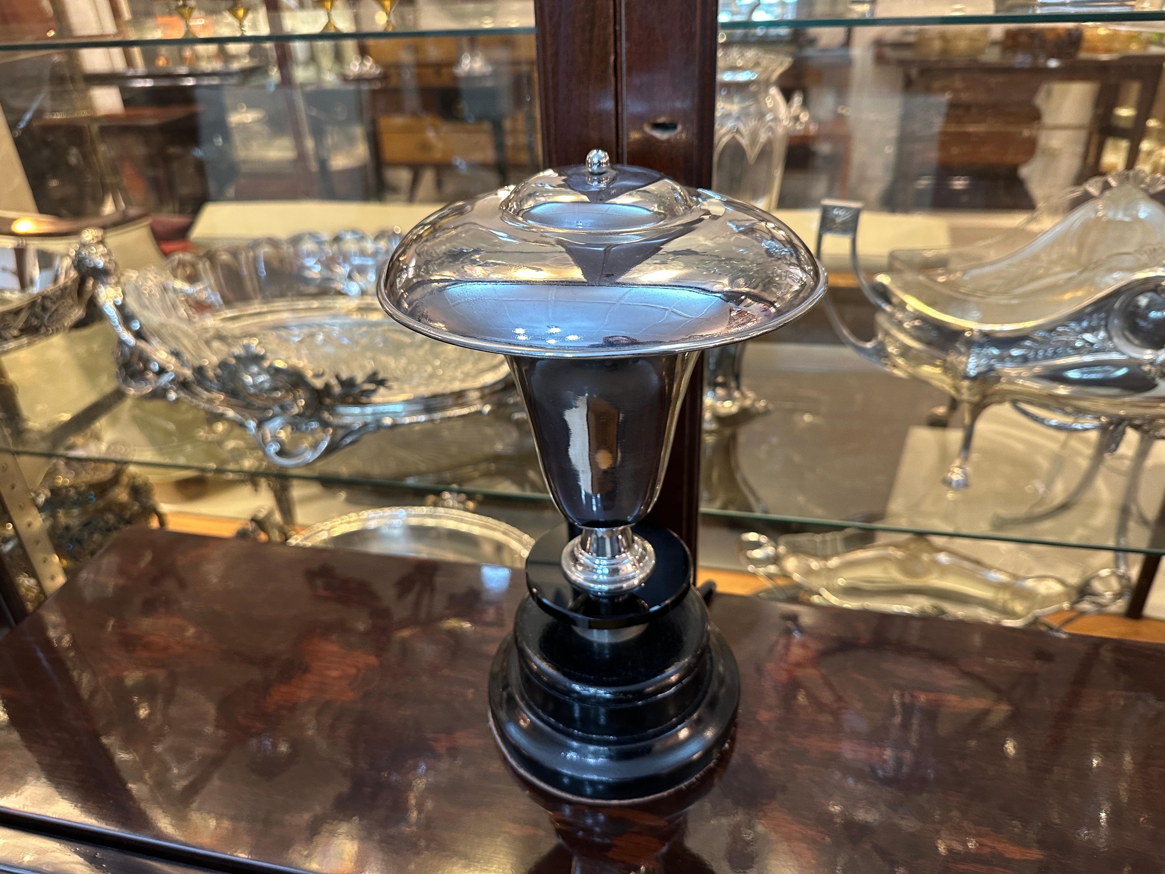 Lámpara Art Déco, 1920, en madera y cromo, Francia Cromo en venta