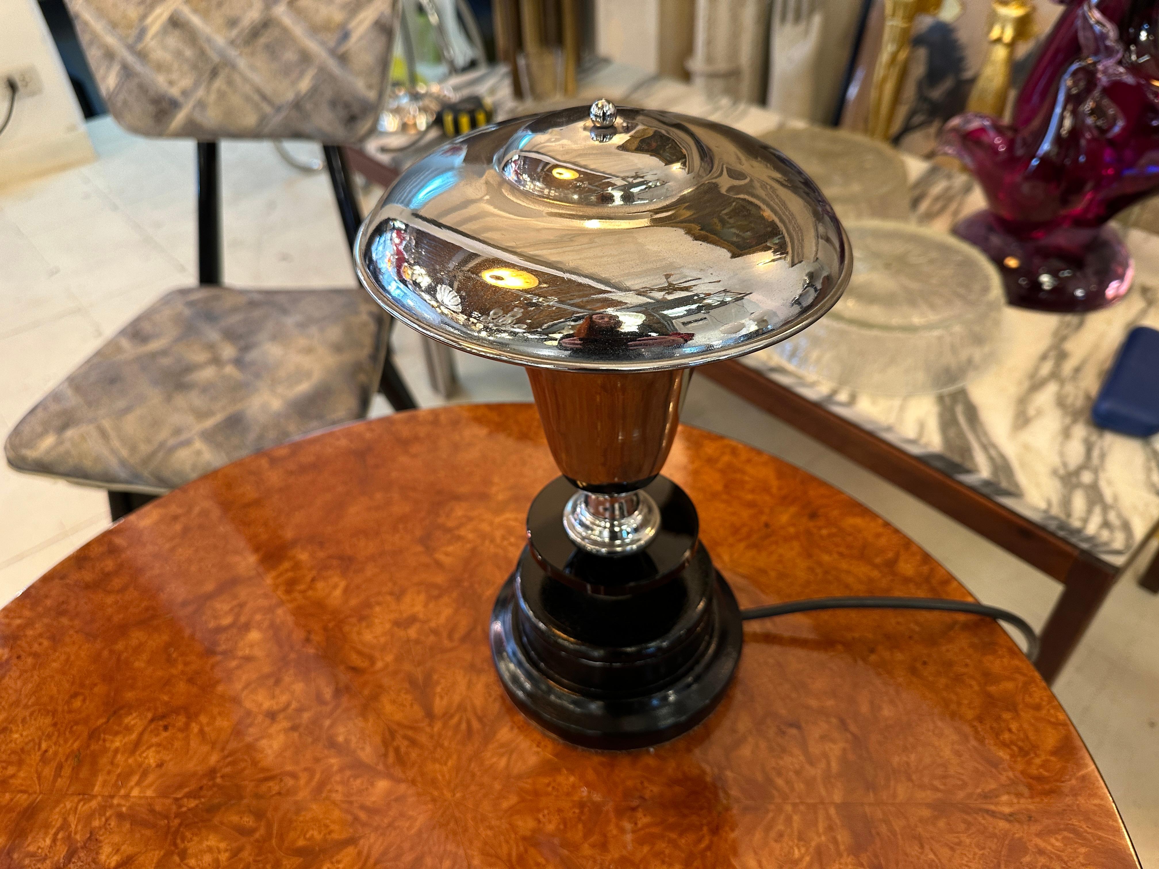 Lámpara Art Déco, 1920, en madera y cromo, Francia en venta 1