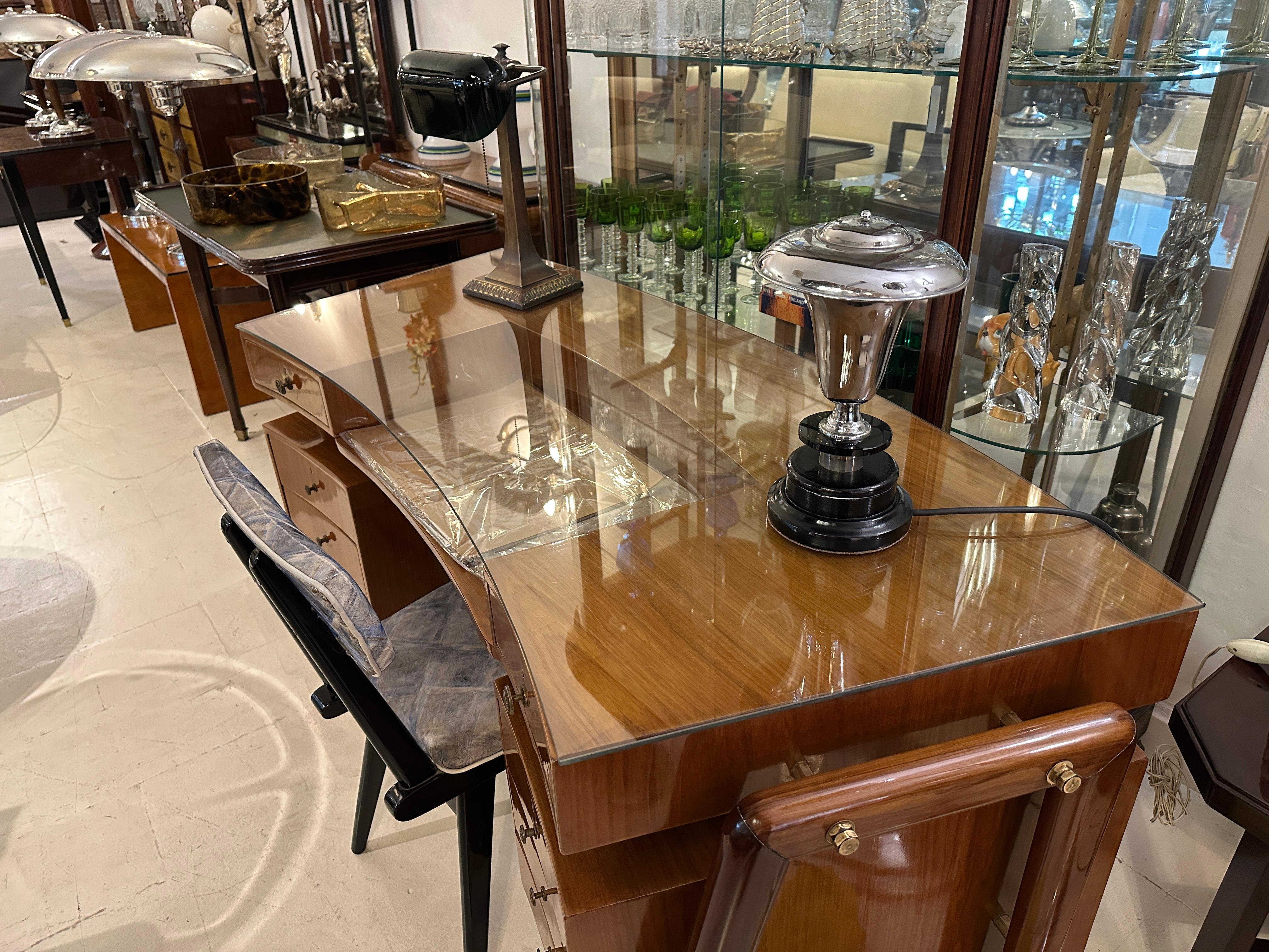 Lámpara Art Déco, 1920, en madera y cromo, Francia en venta 9