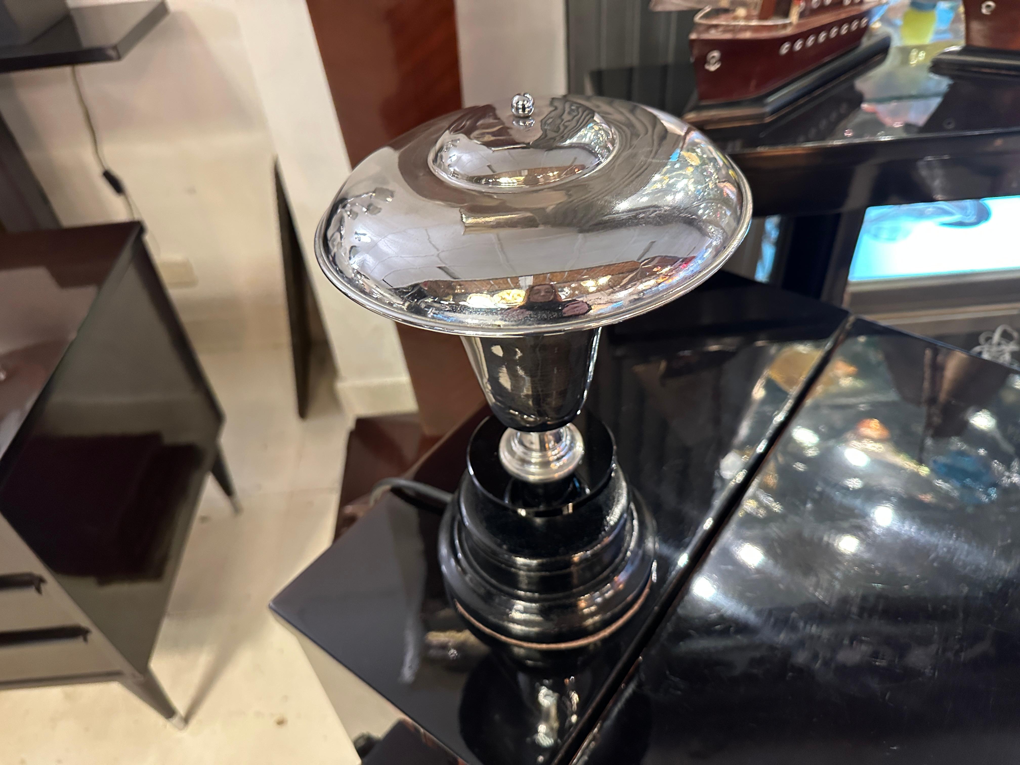 Lámpara Art Déco, 1920, en madera y cromo, Francia en venta 6