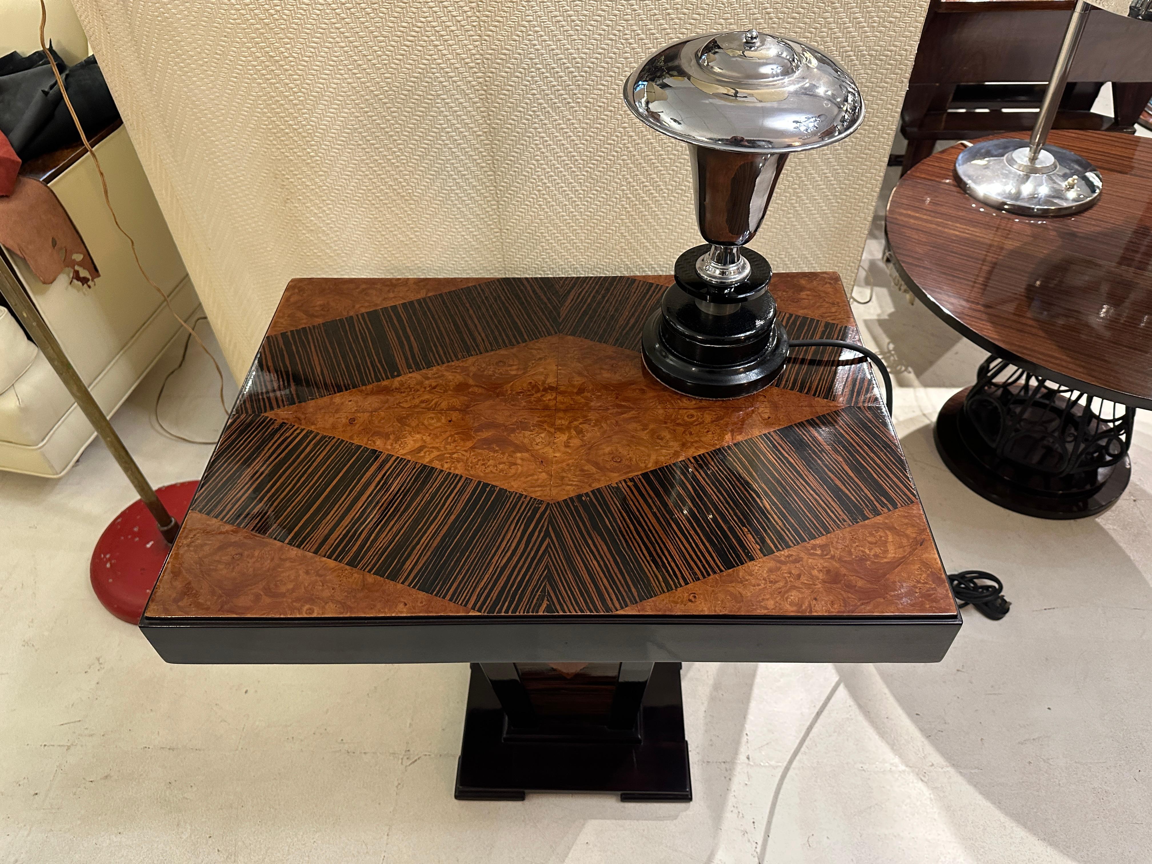 Lámpara Art Déco, 1920, en madera y cromo, Francia en venta 10
