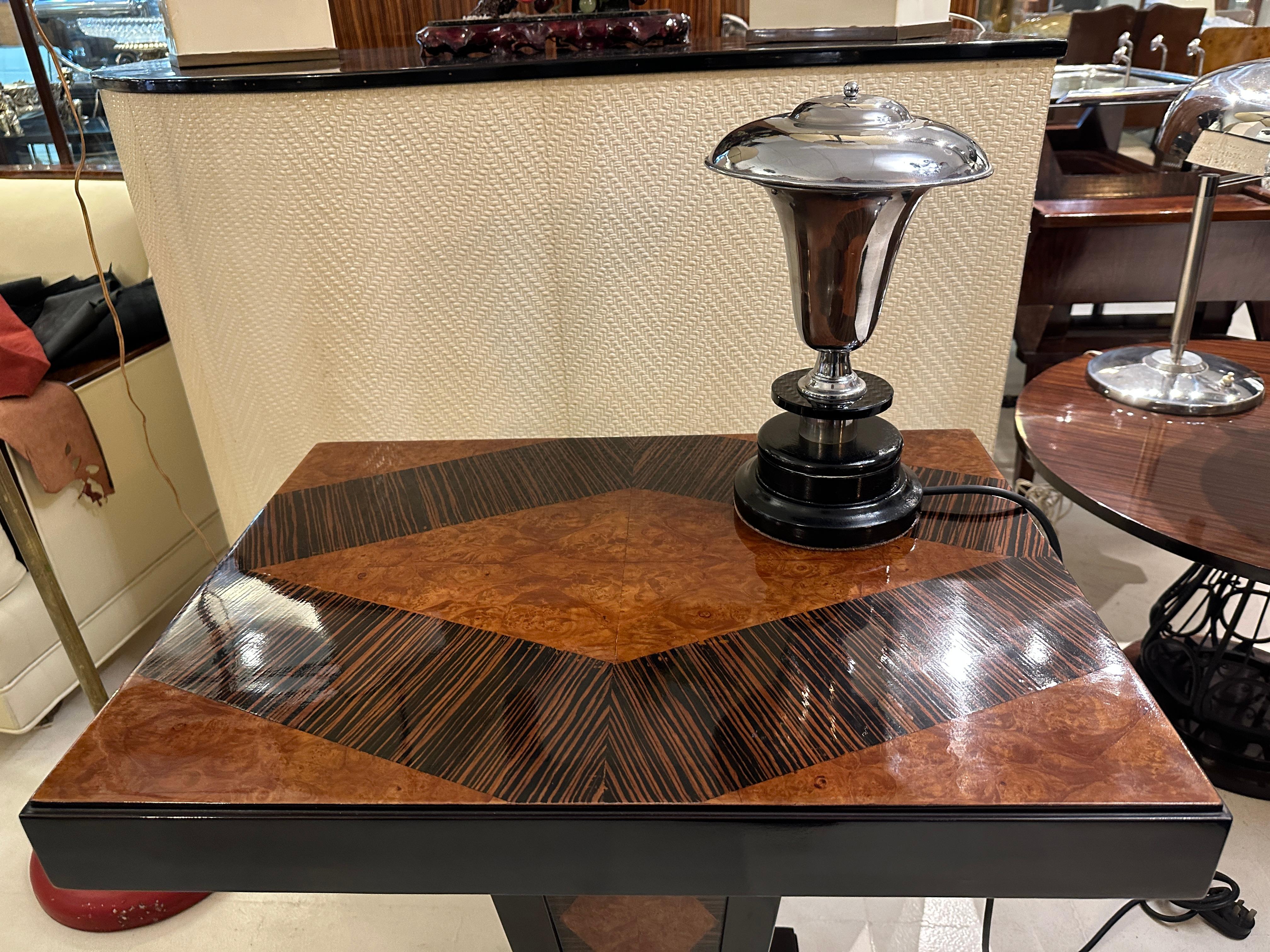 Lámpara Art Déco, 1920, en madera y cromo, Francia en venta 11
