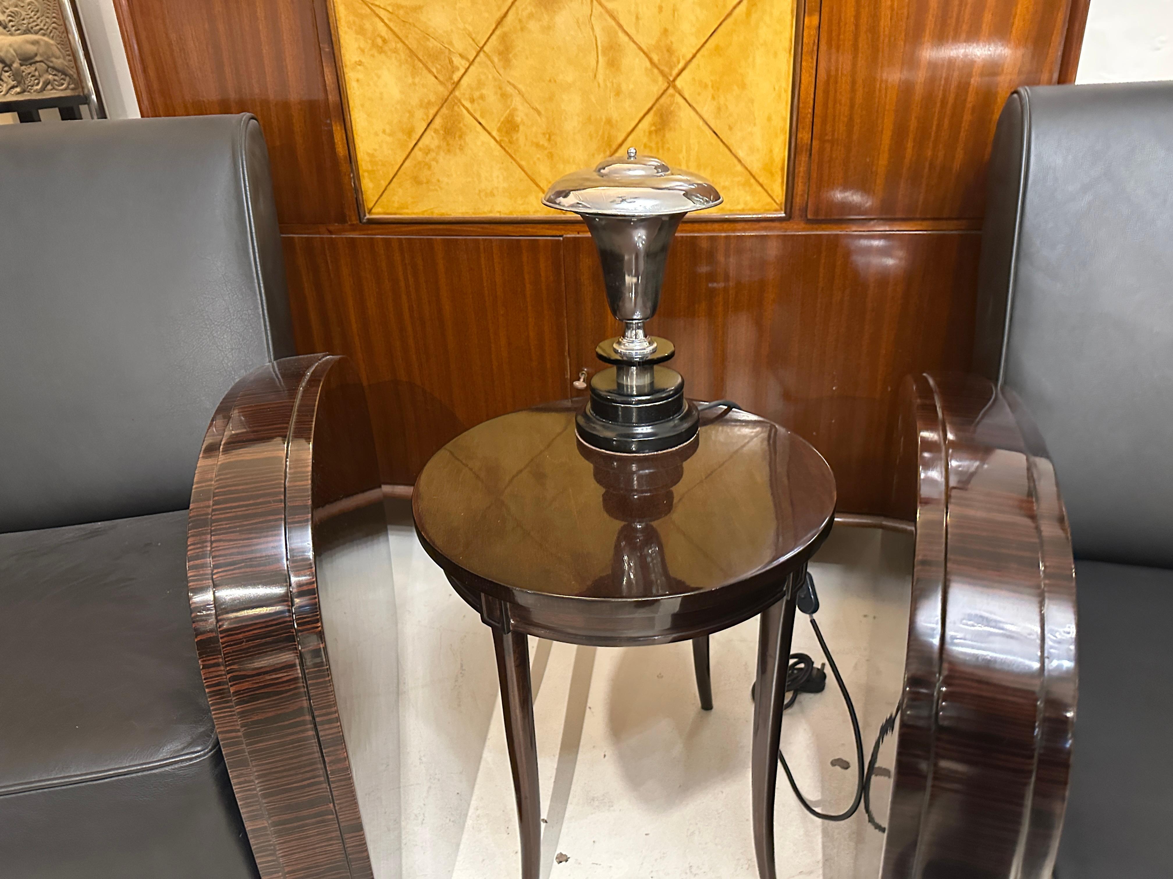 Lámpara Art Déco, 1920, en madera y cromo, Francia en venta 12