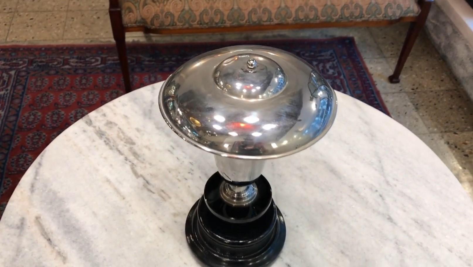 Early 20th Century Art Deco Lamp, 1920, in Wood and Chrome, France For Sale