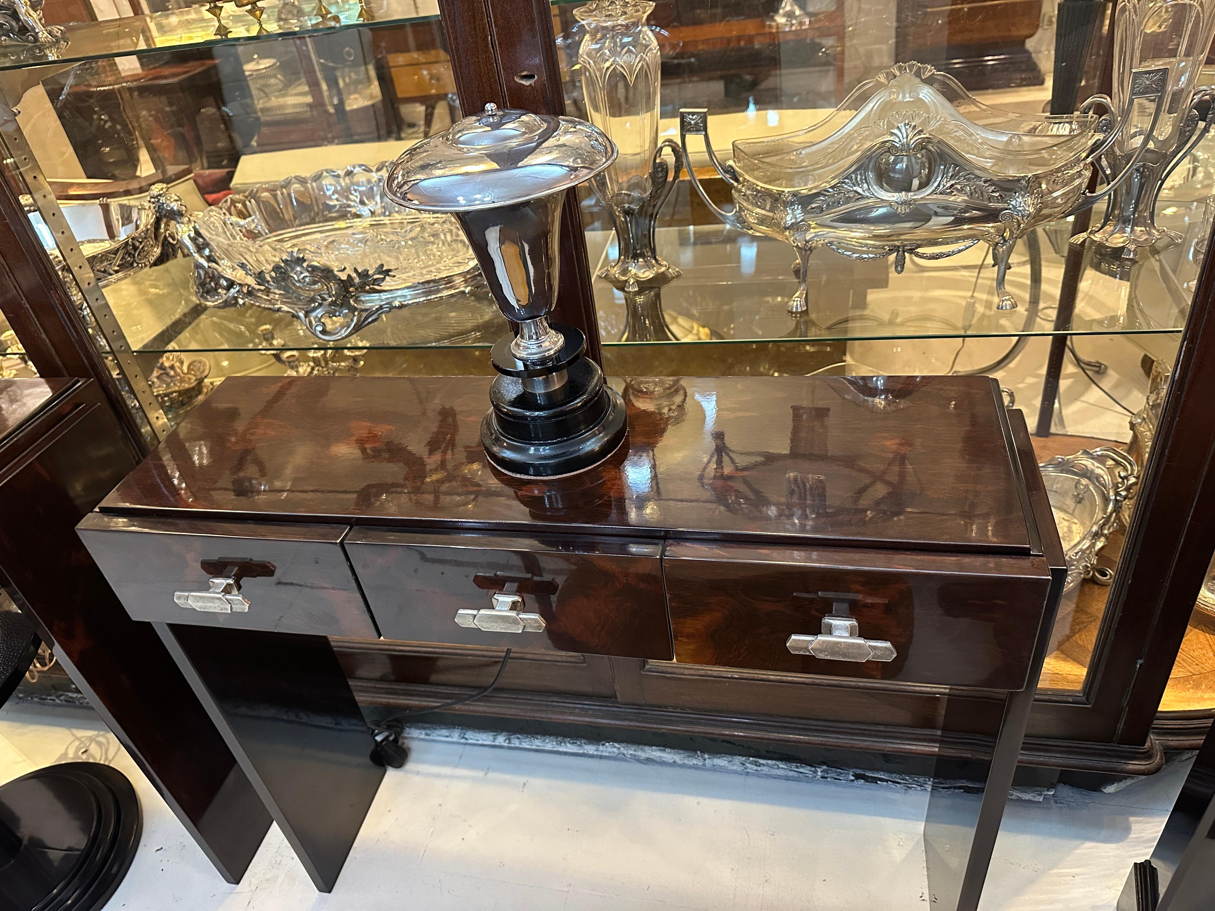 Lámpara Art Déco, 1920, en madera y cromo, Francia Art Decó en venta