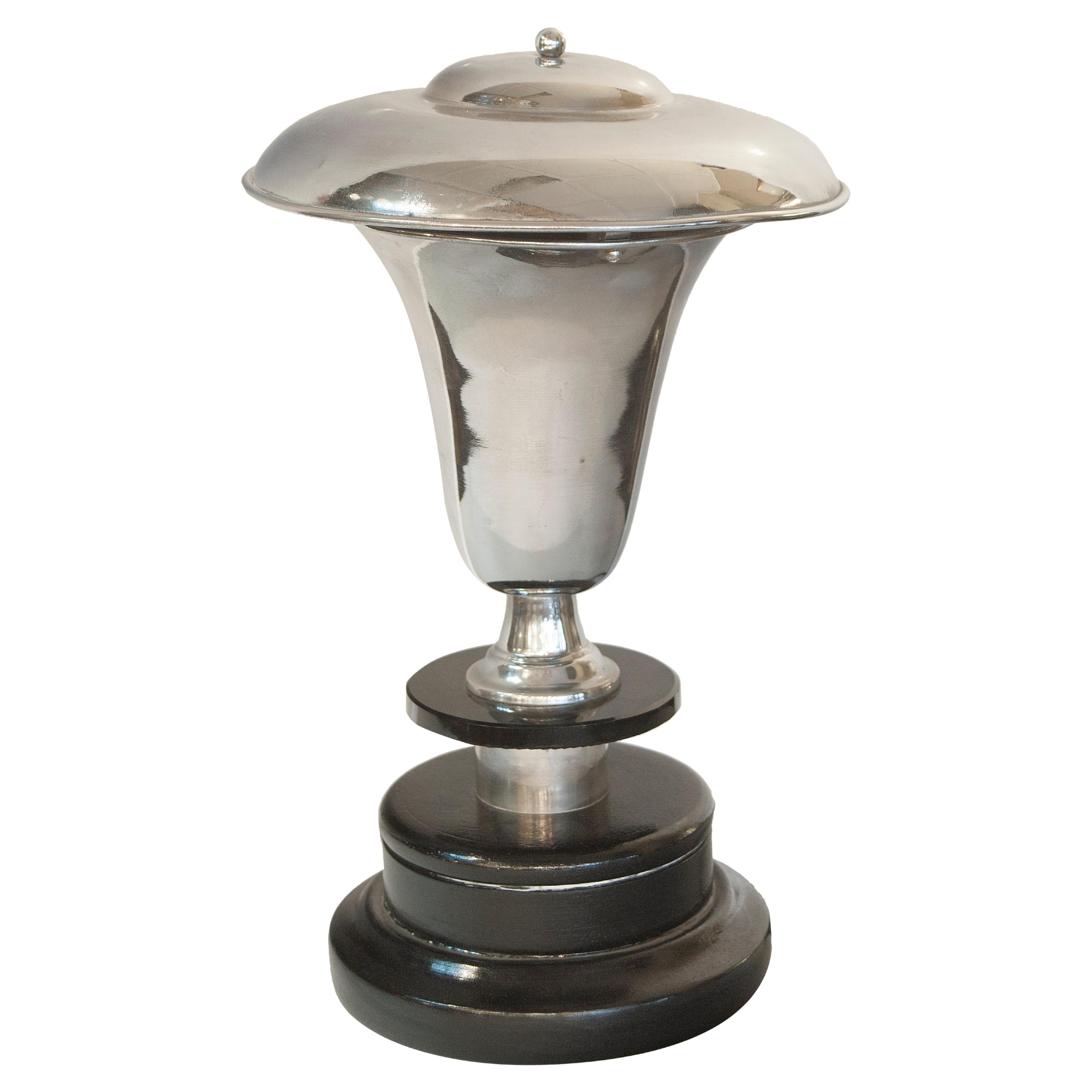 Art Deco Lamp, 1920, in Wood and Chrome, France For Sale