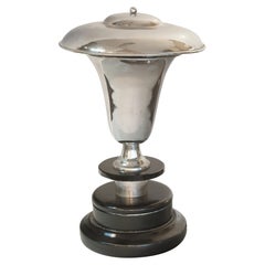 Art Deco Lamp, 1920, in Wood and Chrome, France