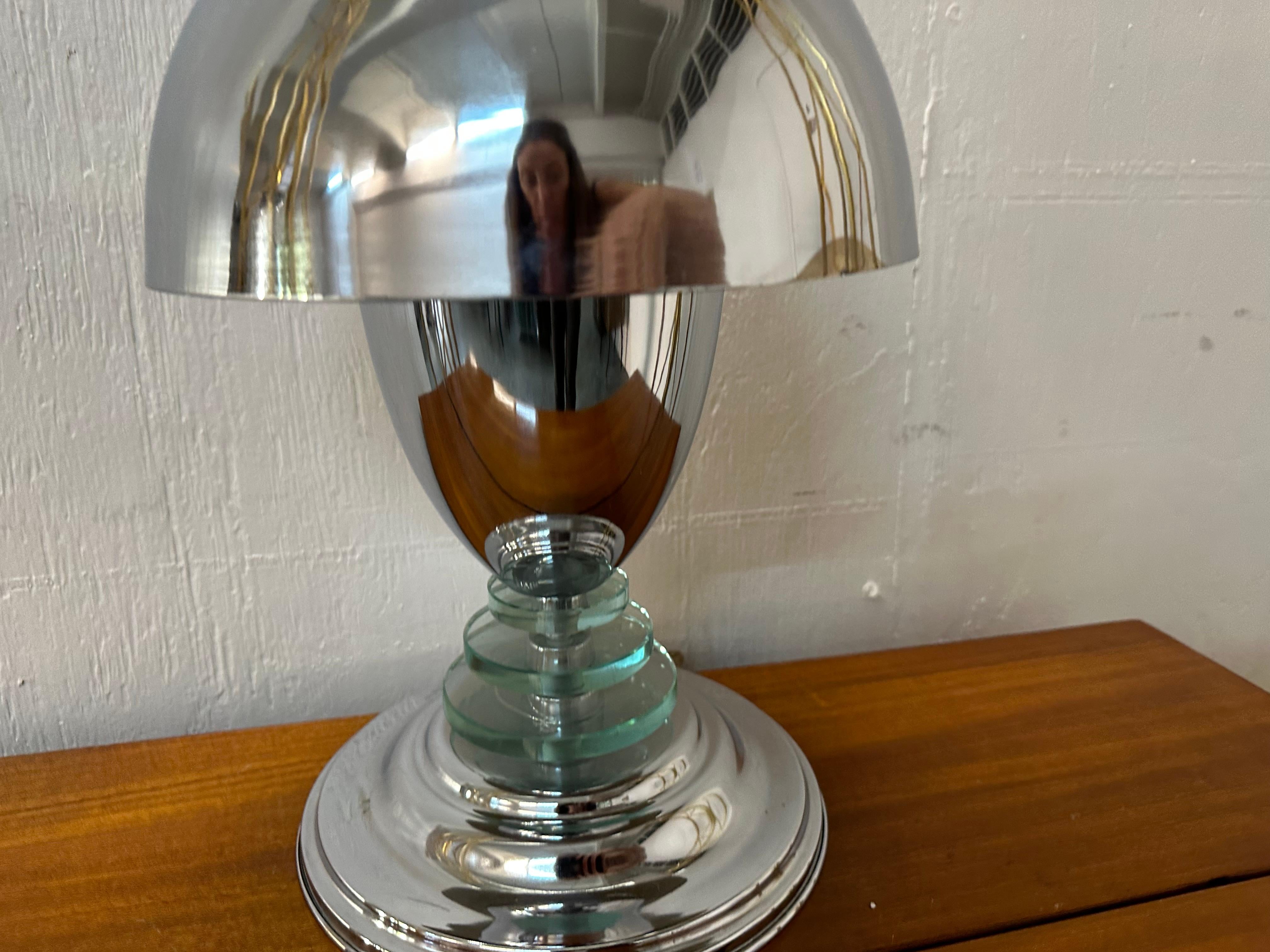 Art Deco Lamp, 1920, Material, Chrome and glass For Sale 6