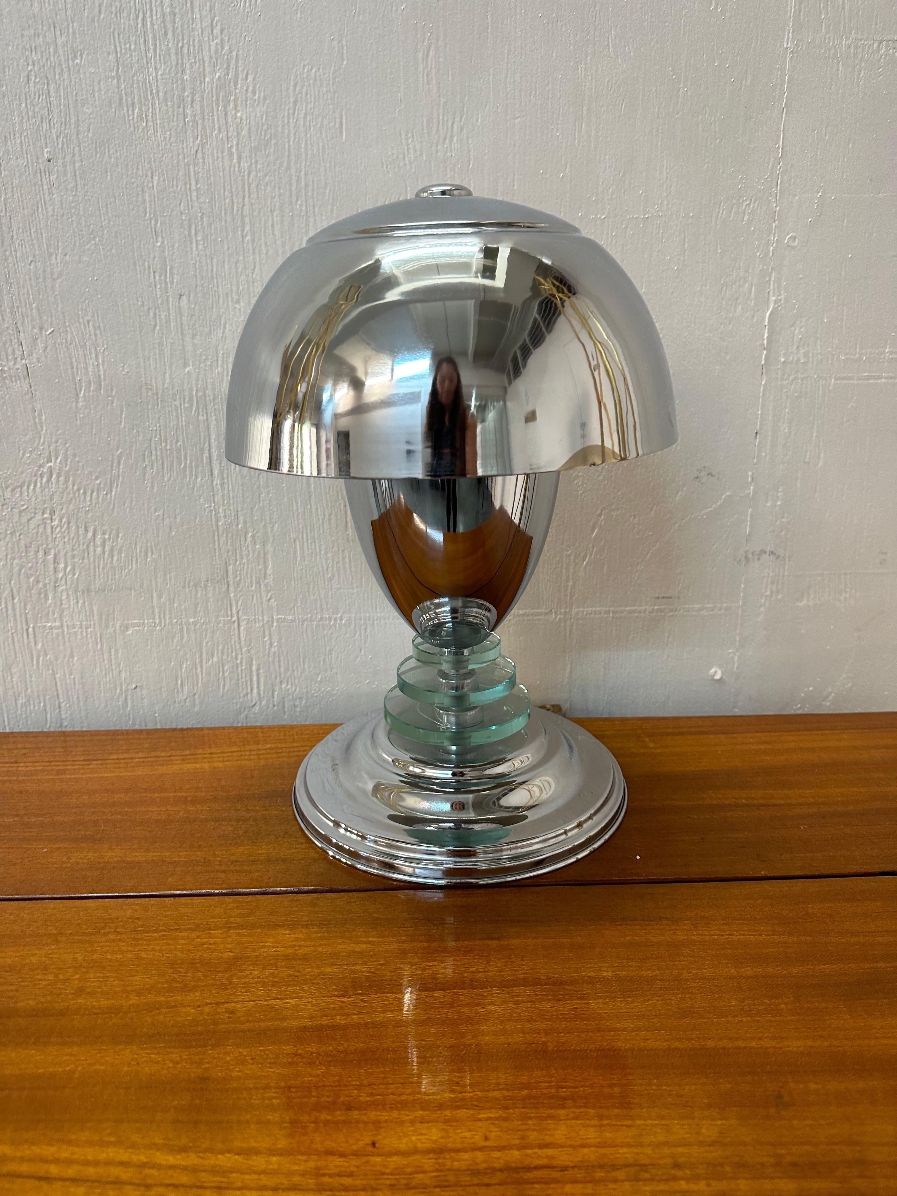 Art Deco Lamp, 1920, Material, Chrome and glass For Sale 1