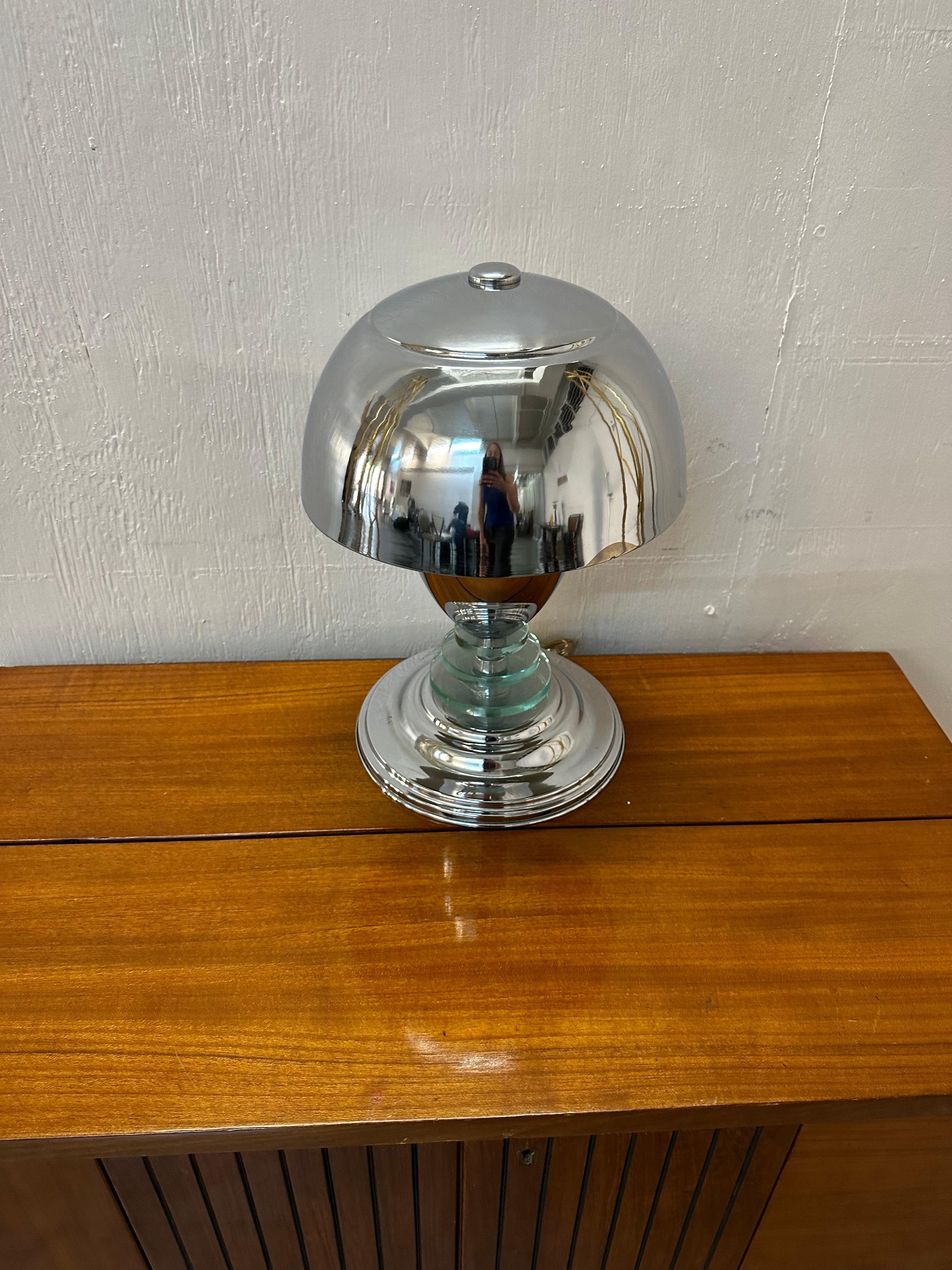 Art Deco Lamp, 1920, Material, Chrome and glass For Sale 2