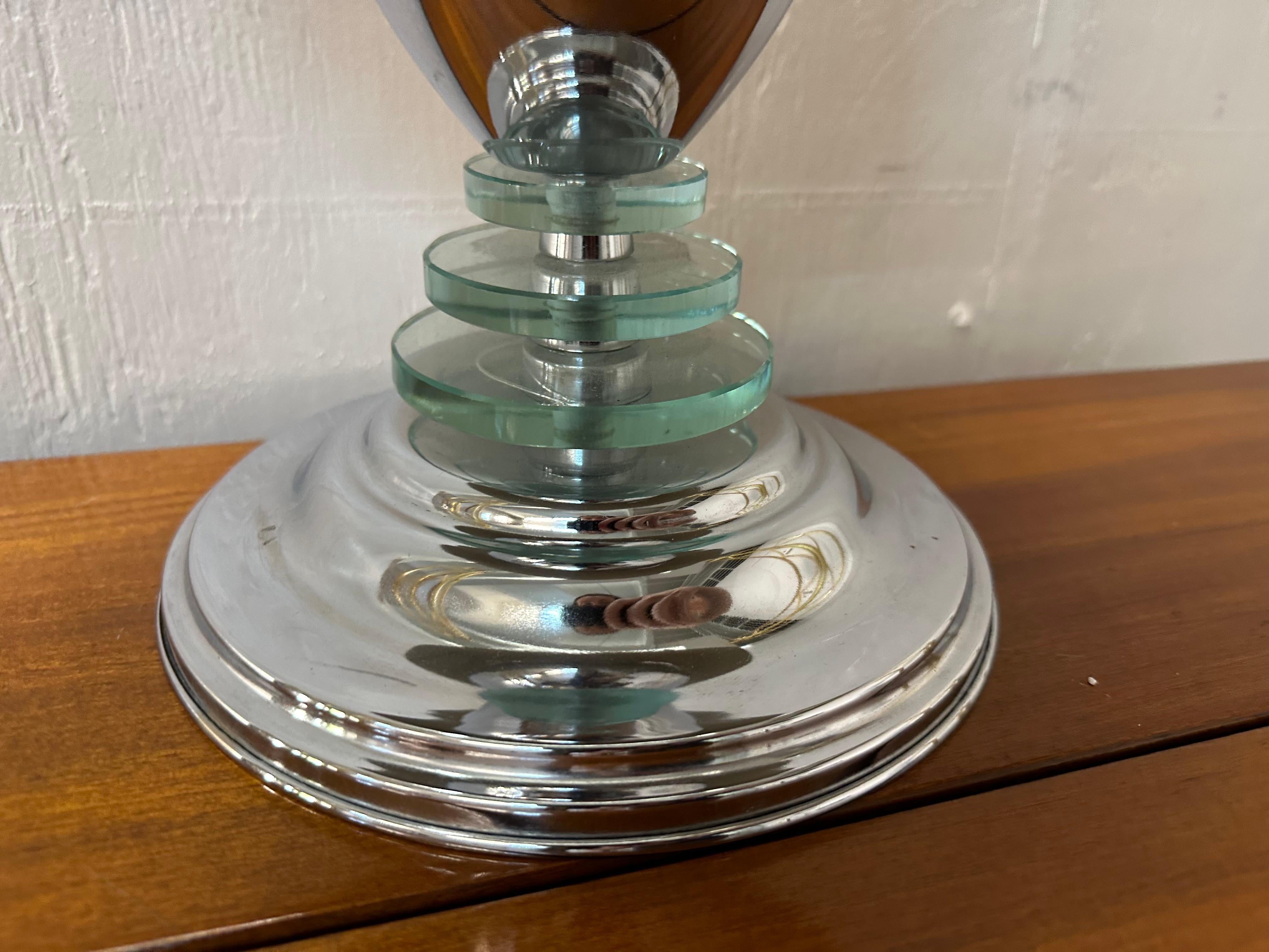Art Deco Lamp, 1920, Material, Chrome and glass en venta 3