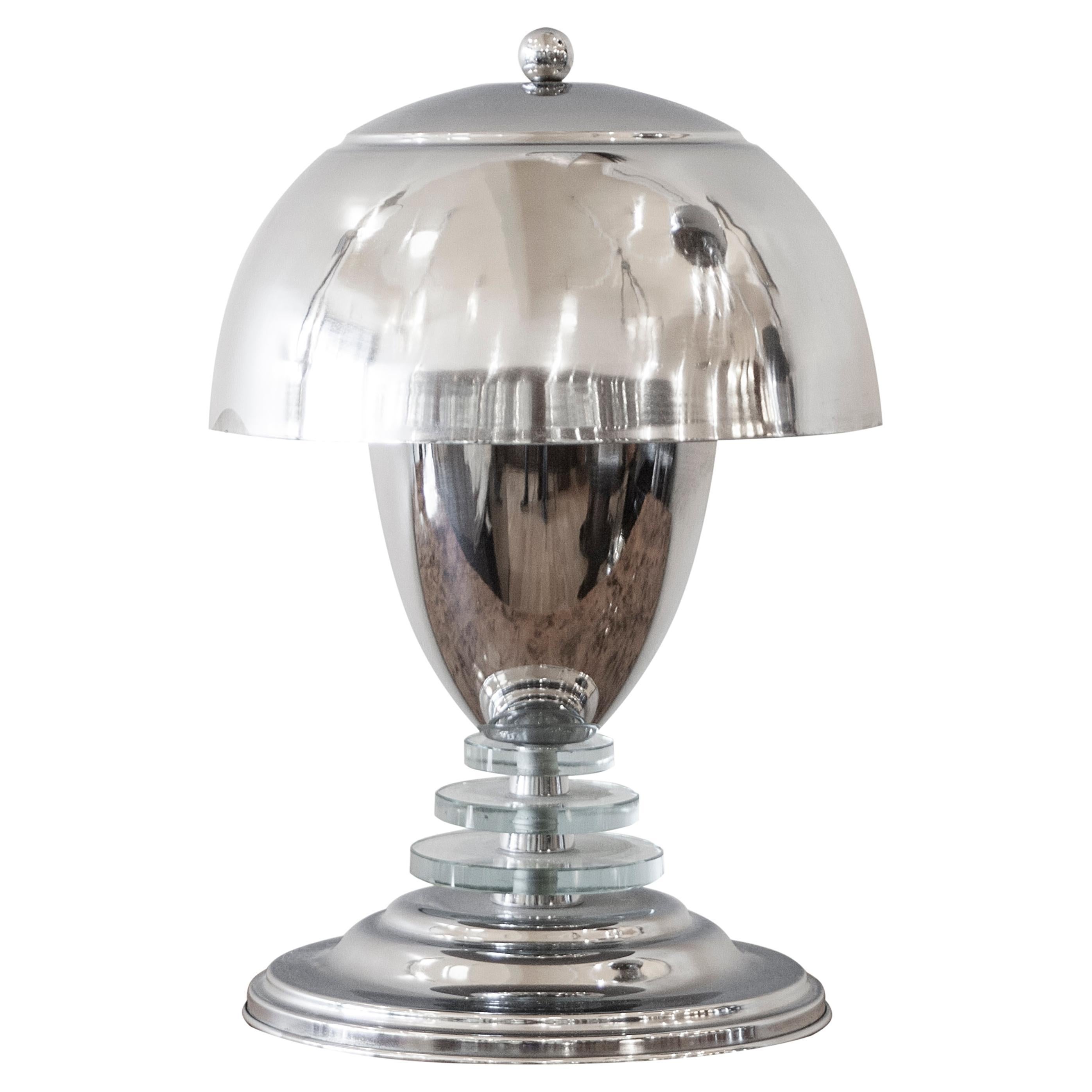 Art Deco Lamp, 1920, Material, Chrome and glass