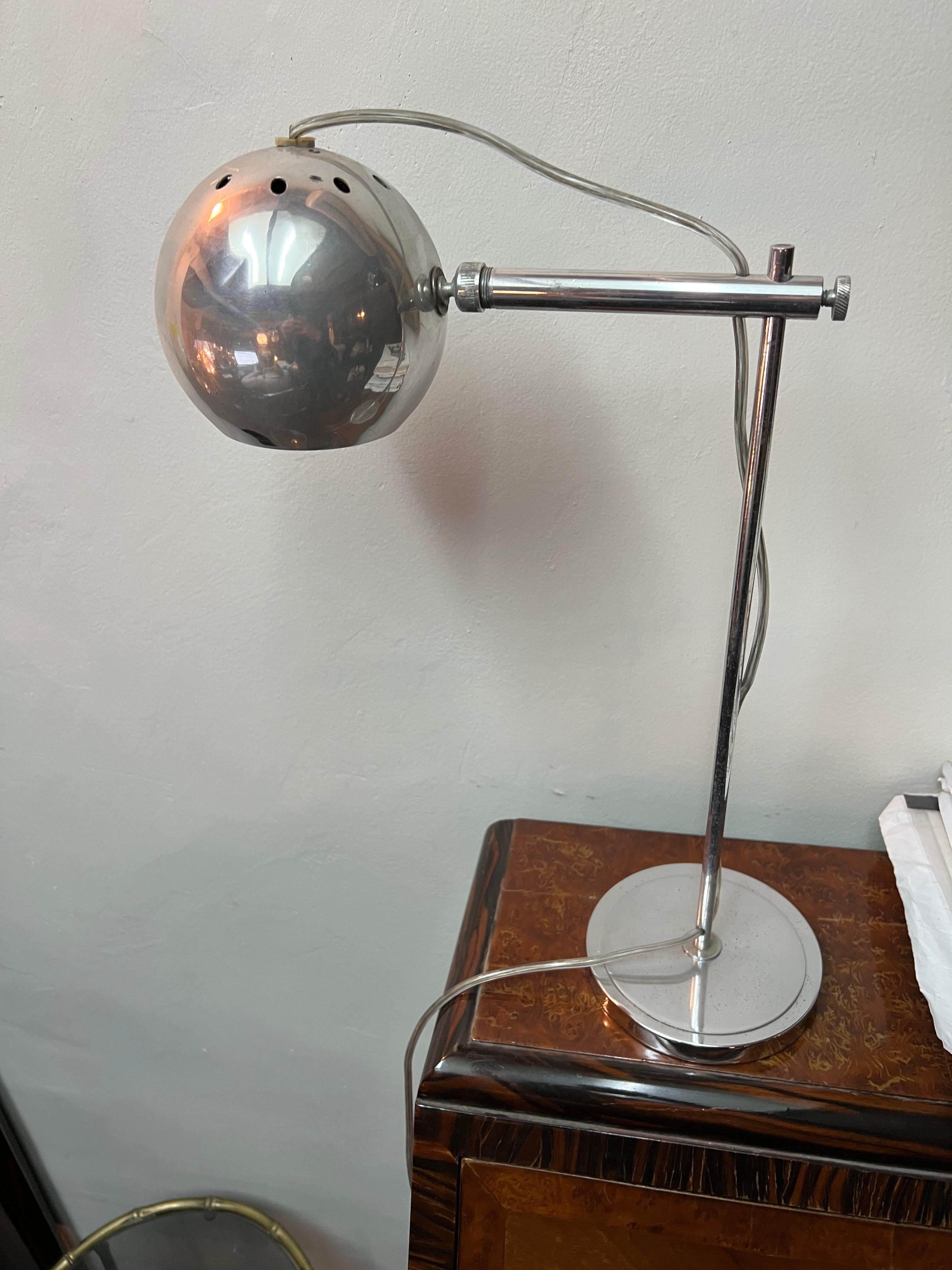 Mid-20th Century Art Deco Lamp, 1930, in Chrome, France For Sale