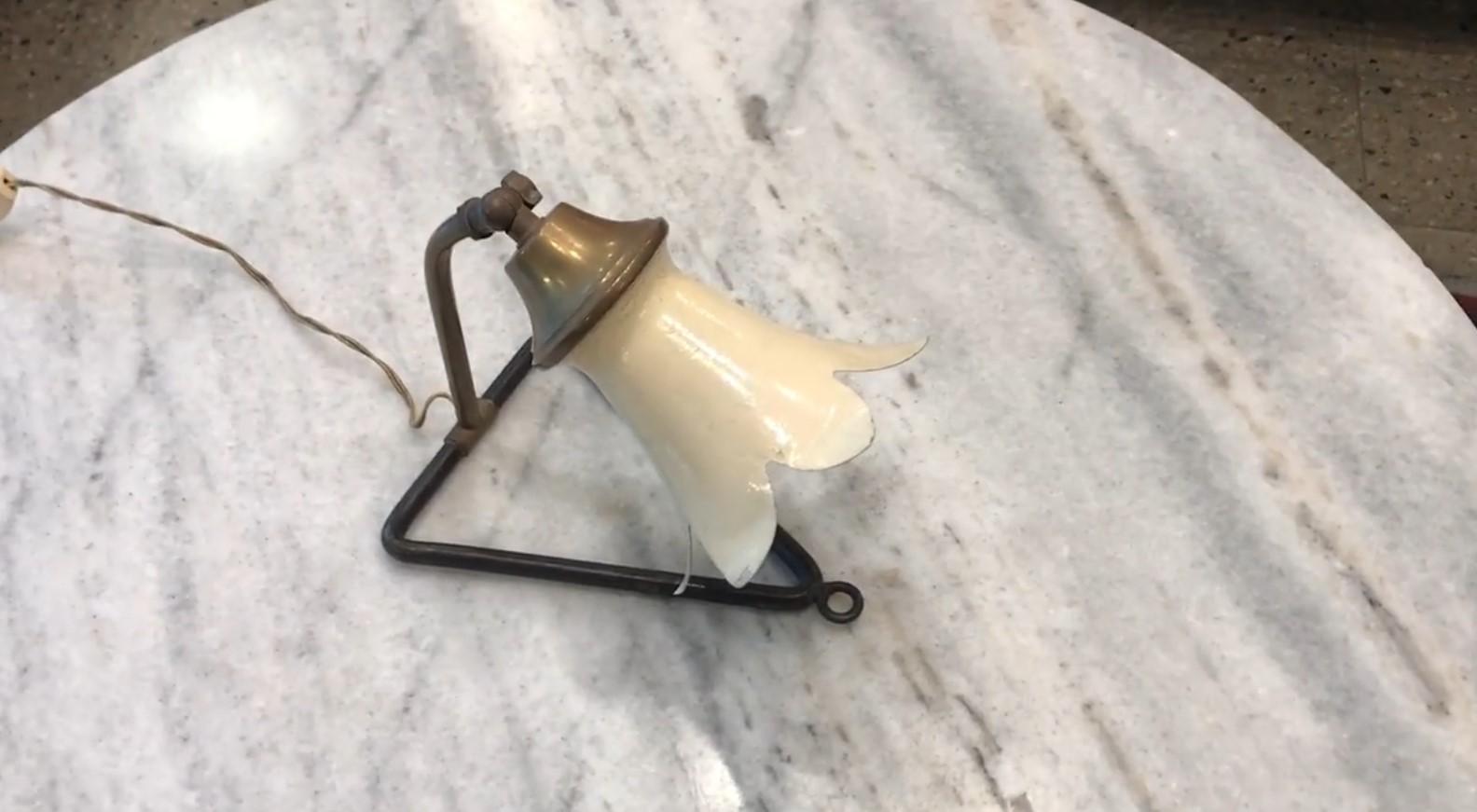 French Art Deco Lamp, 1940, in Iron and Bronze, France For Sale