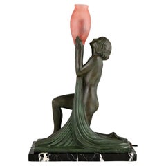 Lámpara Art Déco ADORATION desnuda con jarrón de Raymonde Guerbe y Max Le Verrier