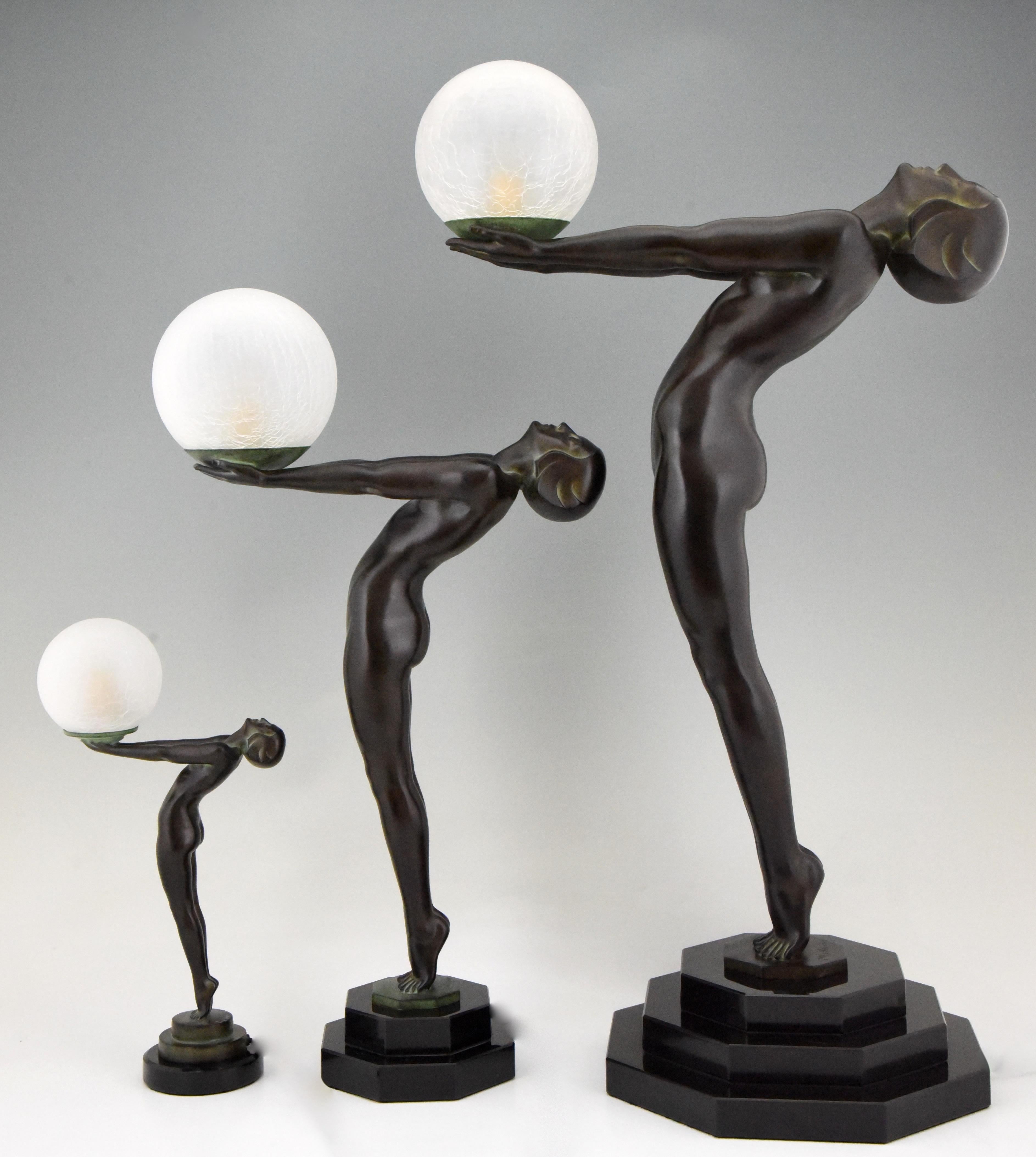 Art Deco style Lamp Clarté Nude with Globe by Max Le Verrier H. 33 inch / 84 cm 4