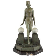 Art Deco Lamp Fayral, Pierre Le Faguays Max Le Verrier Original  1930 France