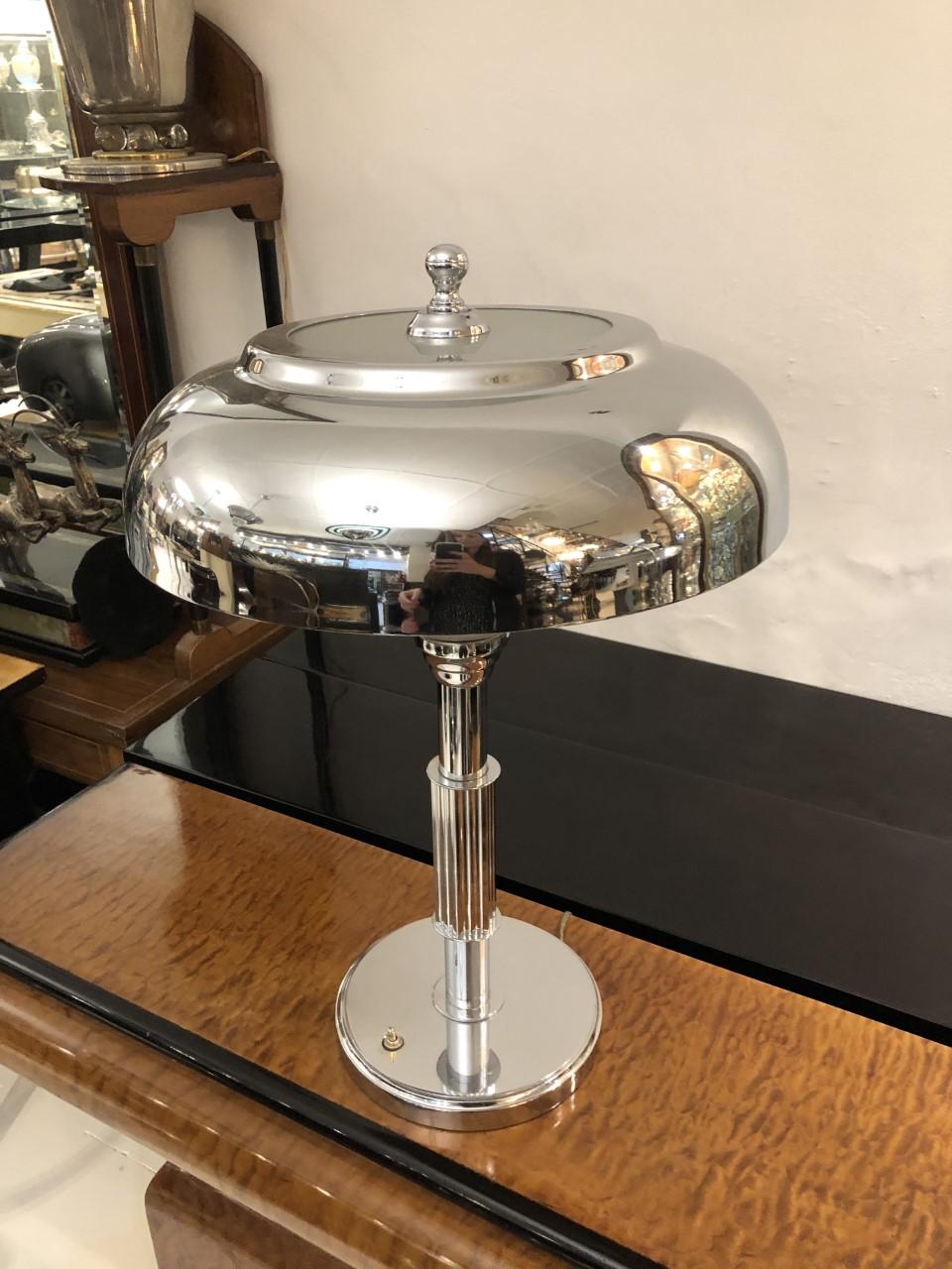 Art Deco Lamp, France, 1920, in Chrome For Sale 7