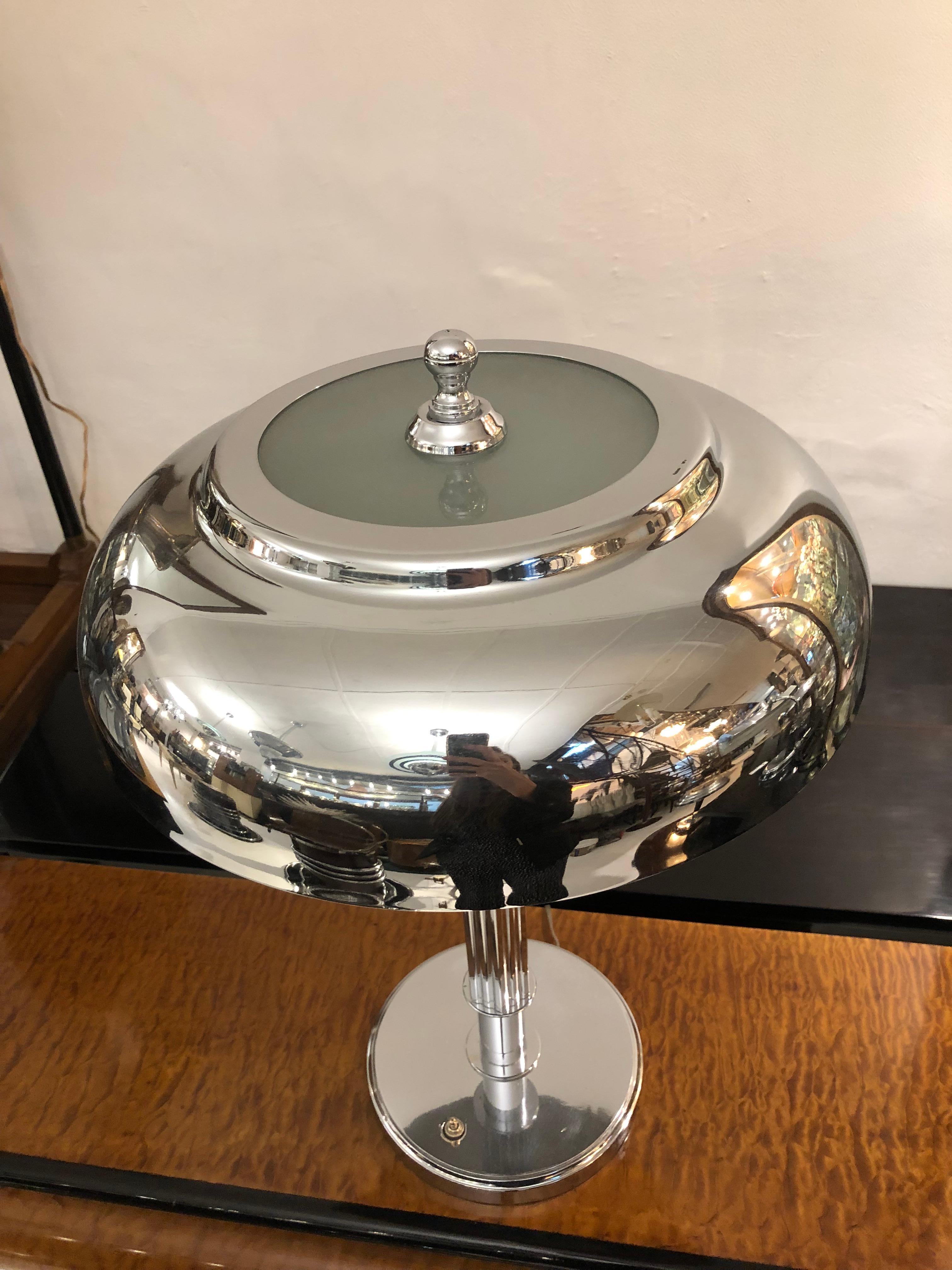 Art Deco Lamp, France, 1920, in Chrome For Sale 2