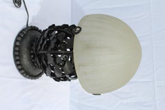 Art Deco Lamp Glass and Forged Iron Base after E.Brandt and Daum