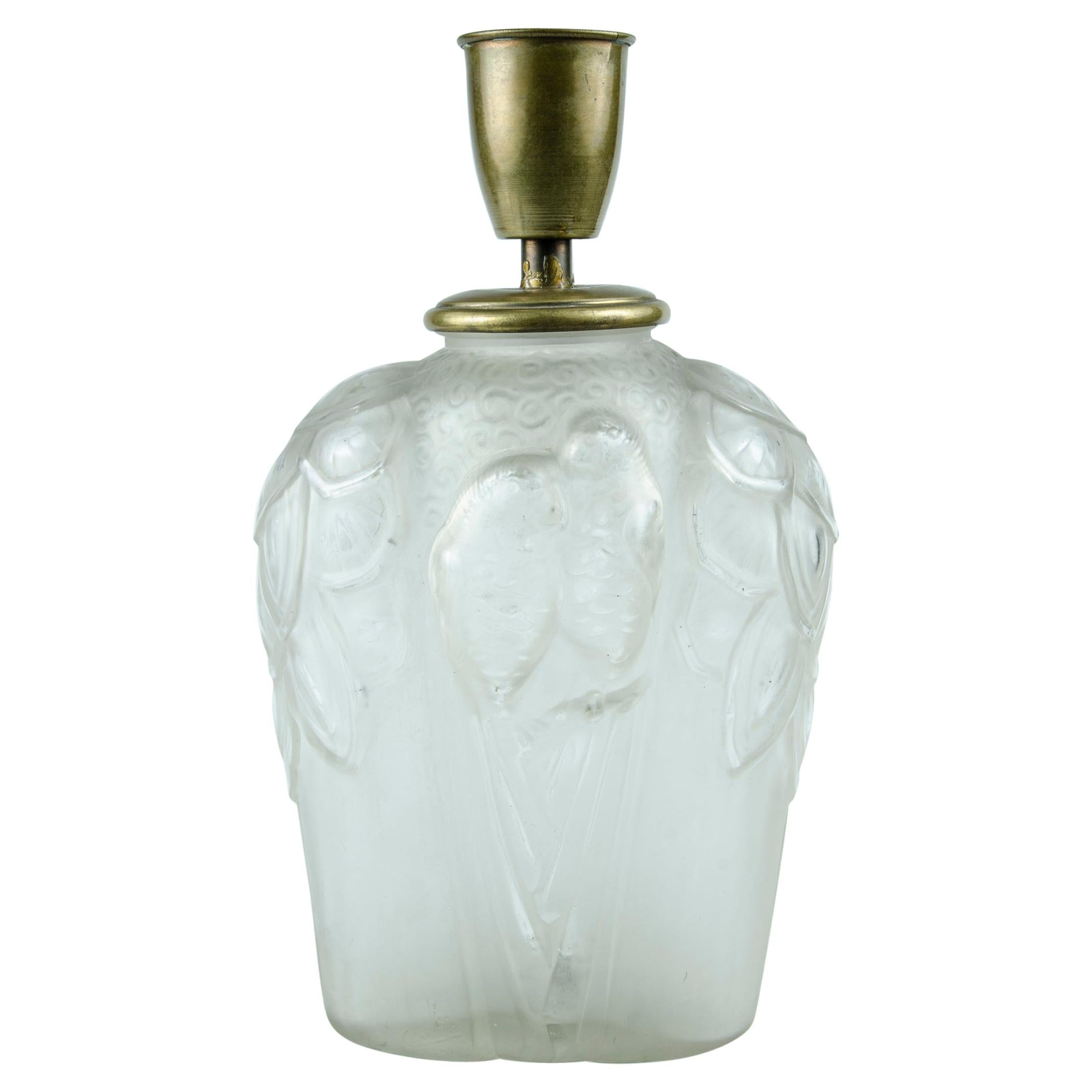 Art Deco Lamp Glass 'Perruches' Carrillo For Sale